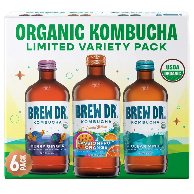 BREW DR KOMBUCHA ORGANIC VARIETY 6/14FLOZ (2.62 QUARTS)