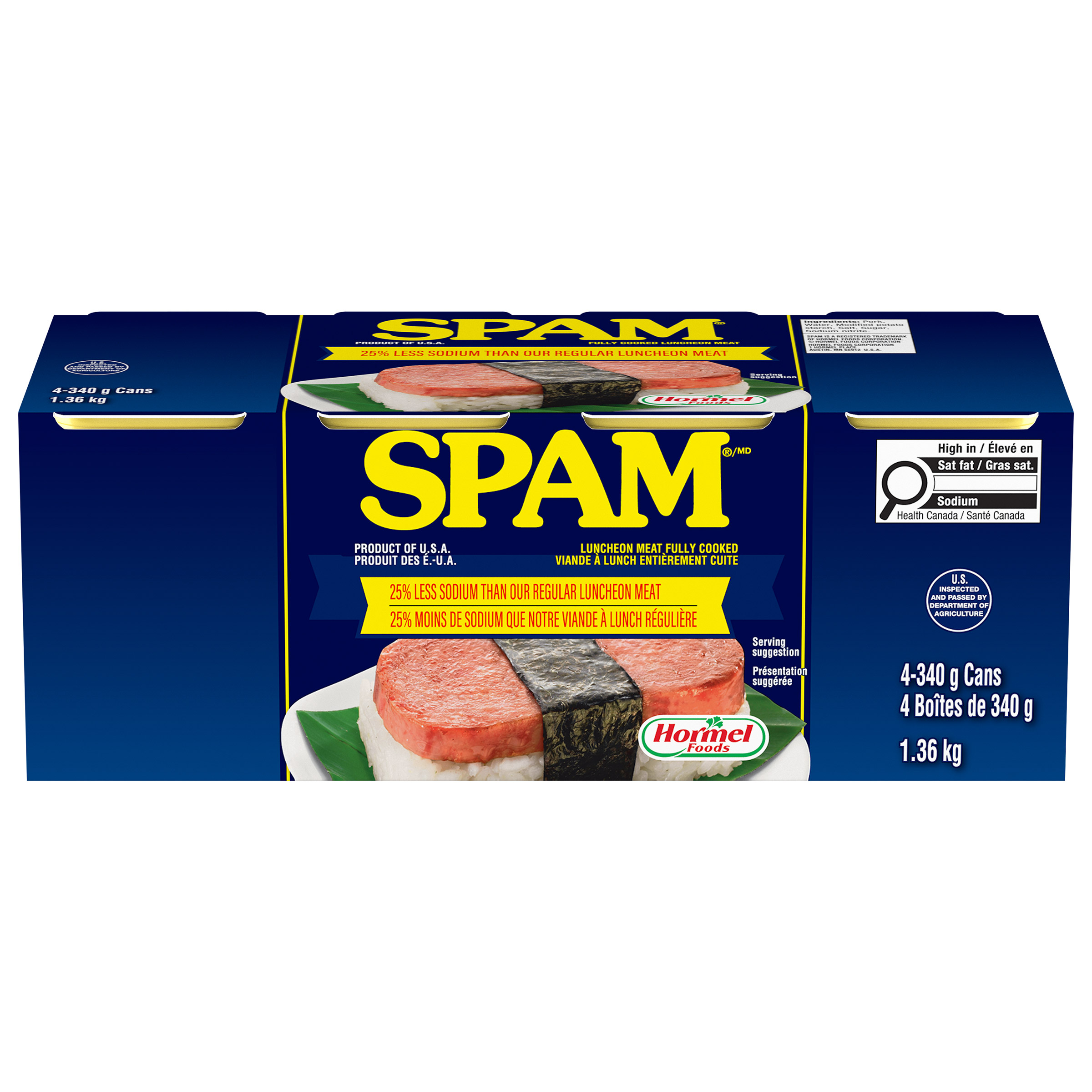 SPAM Luncheon Meat 25% Less Sodium 4 x 340 g