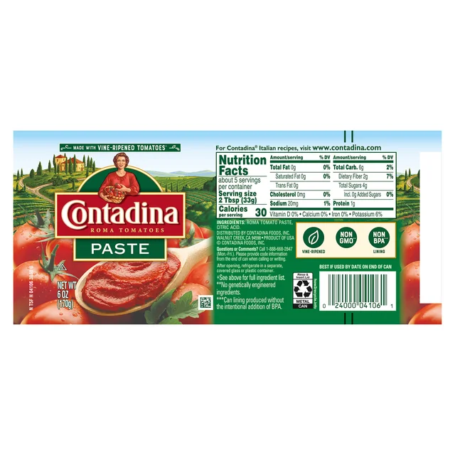 CNTDNA TOMATO PSTE 12/6OZ CANS T31H15 P465 SL180