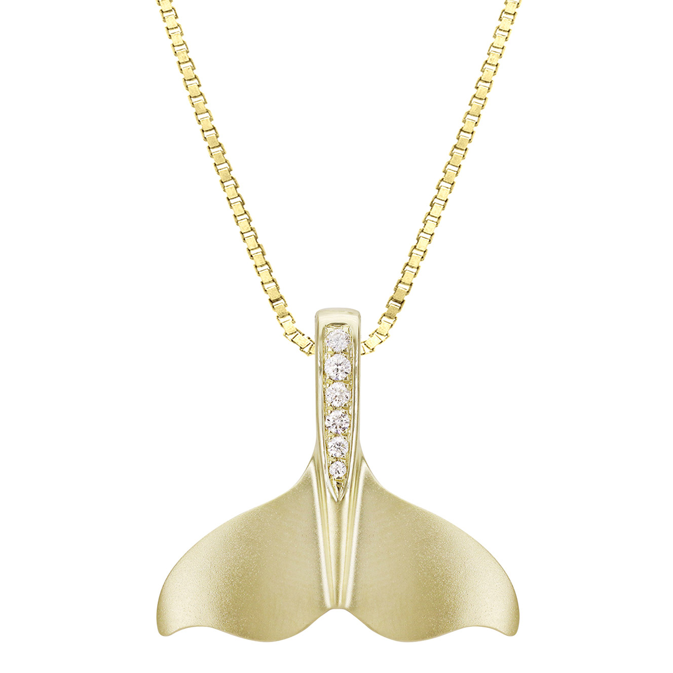 Honolulu Jewelry 14kt Yellow Gold Diamond Whale Tail Pendant