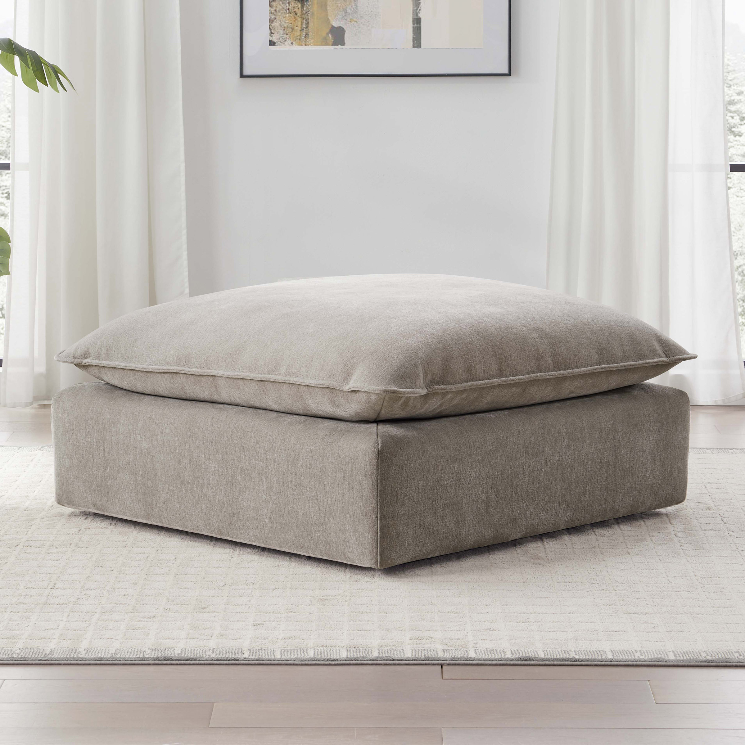 Sereen Fabric Ottoman, Taupe