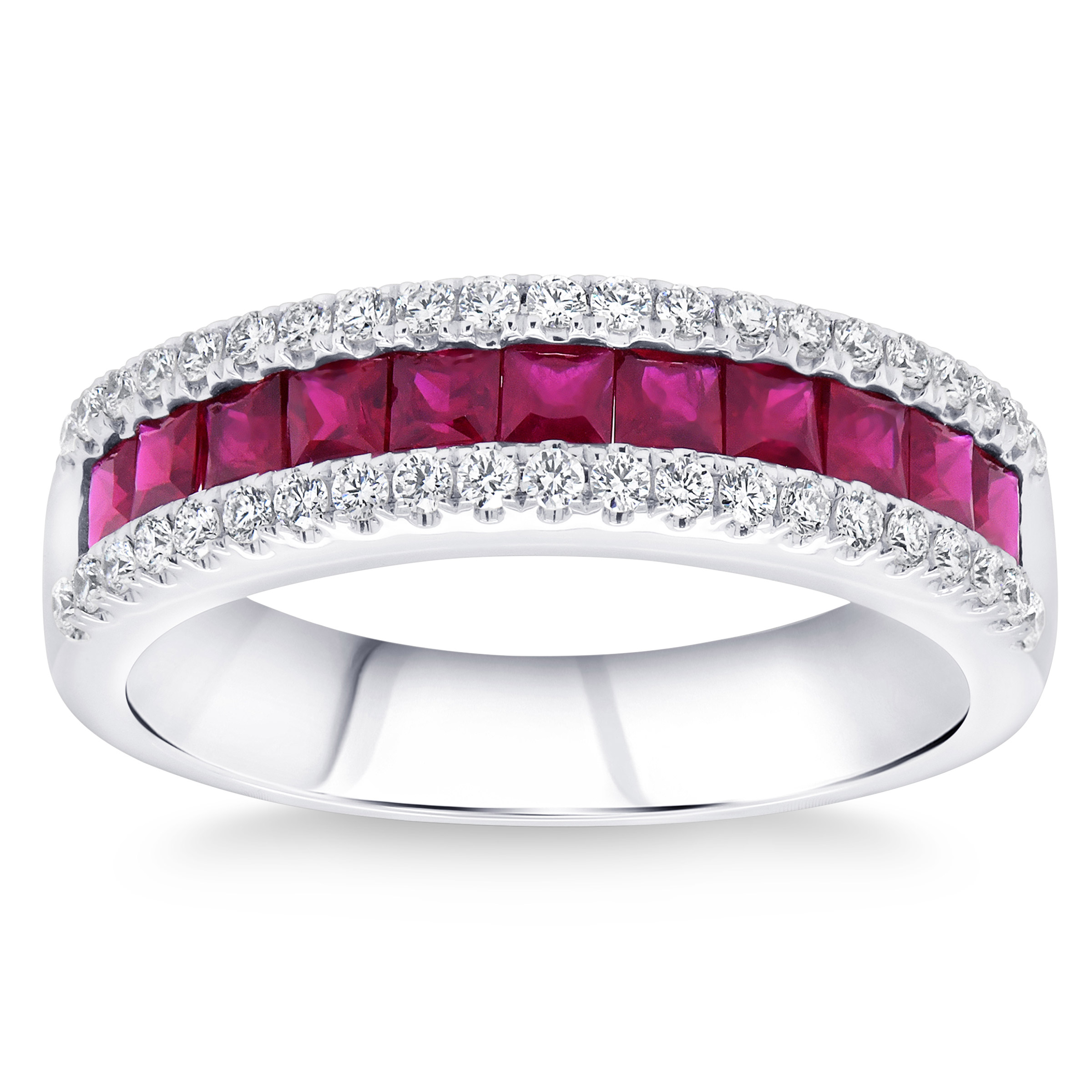 Princess Cut Ruby and Diamond Ring (0.33 ctw)
