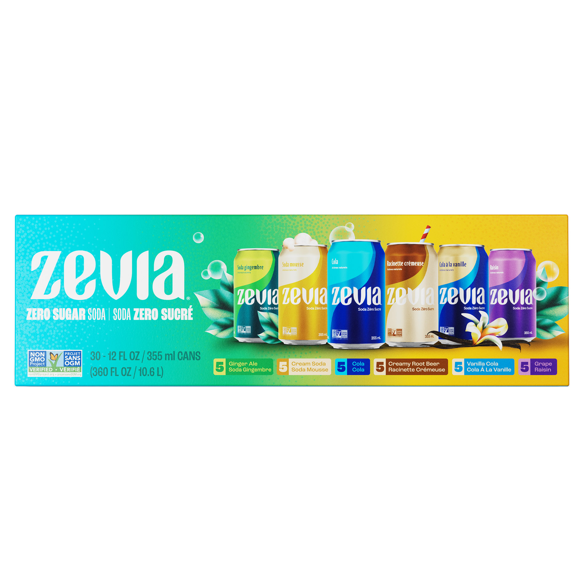 Zevia Zero Sugar Soda Variety Pack, 355 mL 30-pack | Costco