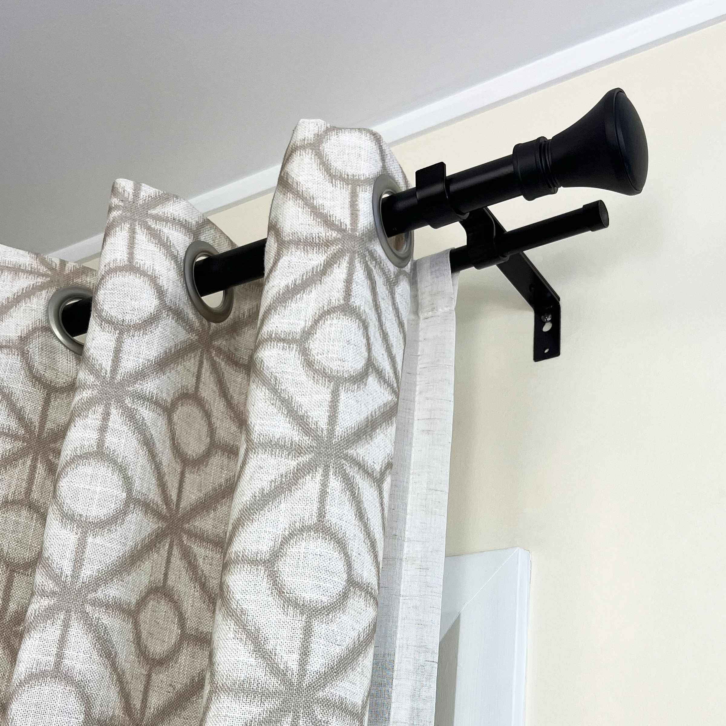 Versailles Imperial Flare Finial Double Curtain Rod Set