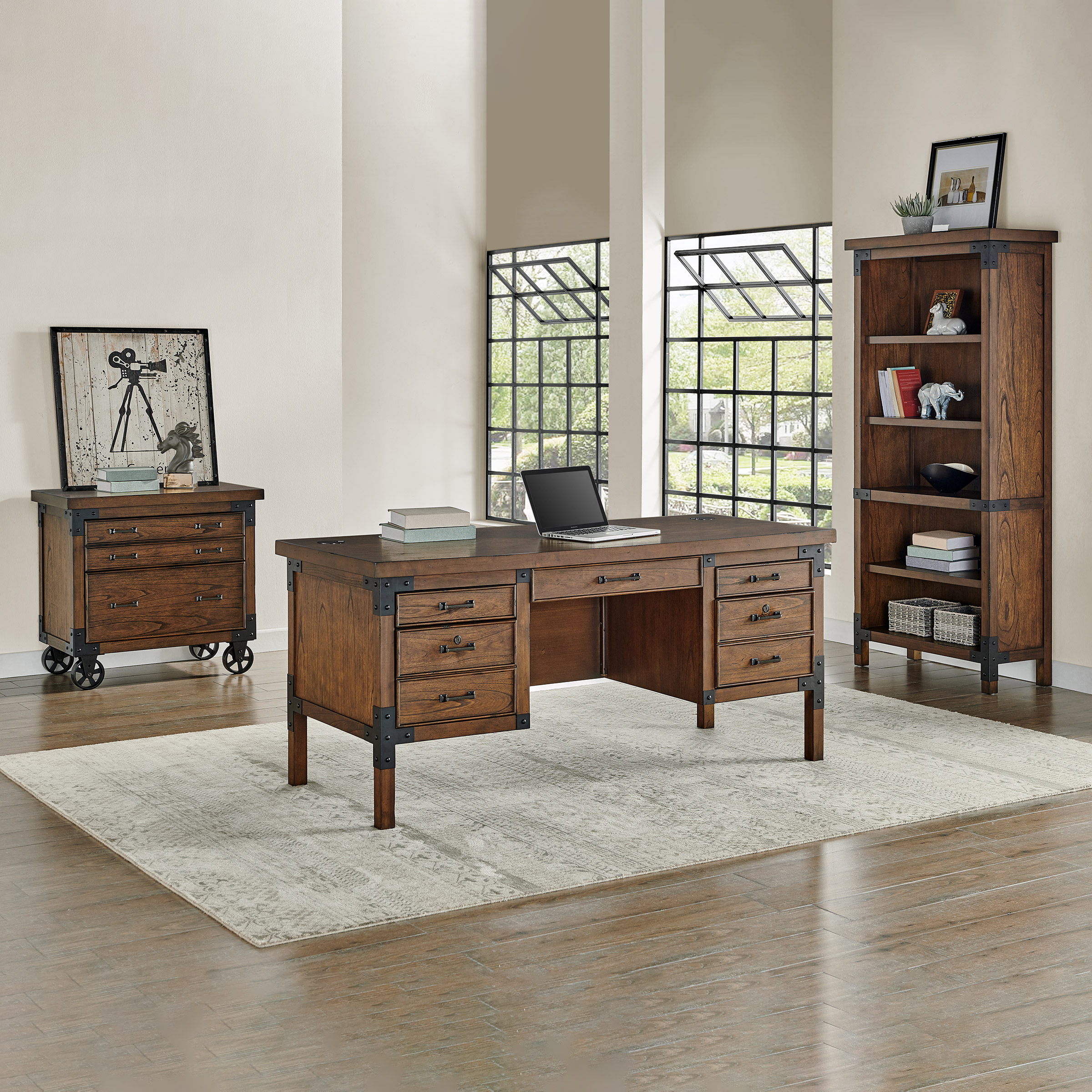 Aberdeen 3-piece Desk  Open Bookcase and File