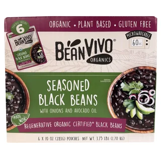 BEANVIVO ORGANIC SEASONED BLACK BEANS 6/10 OZ