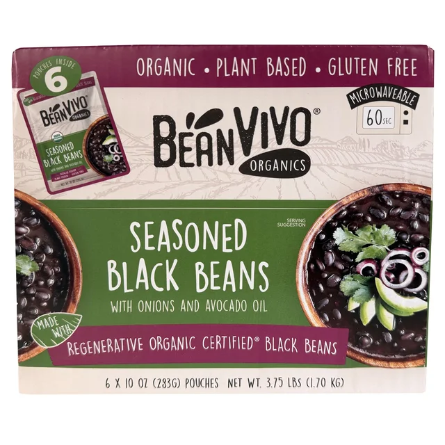 BEANVIVO ORGANIC SEASONED BLACK BEANS 6/10 OZ