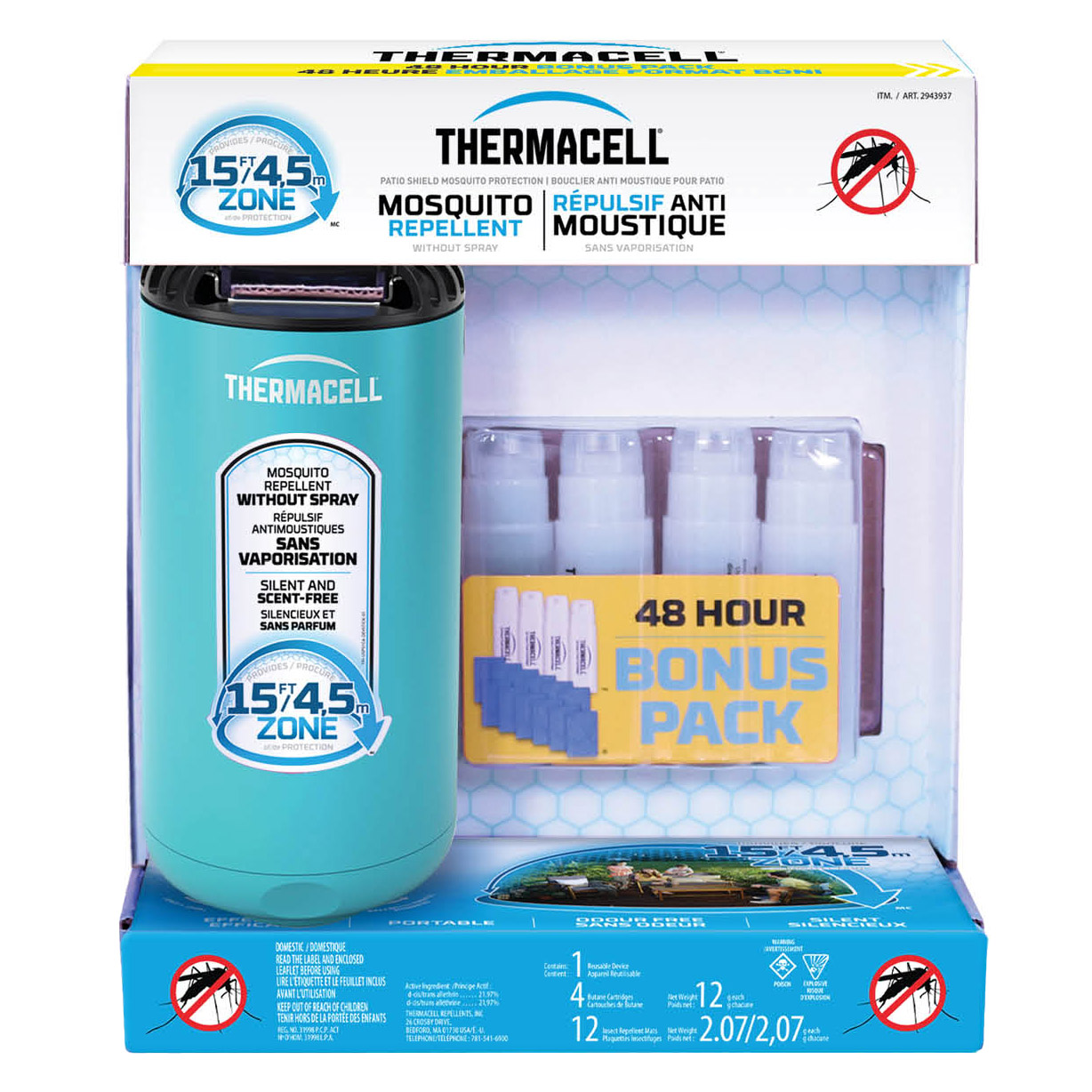 Thermacell Mosquito Repellent, Patio Shield – Glacial Blue