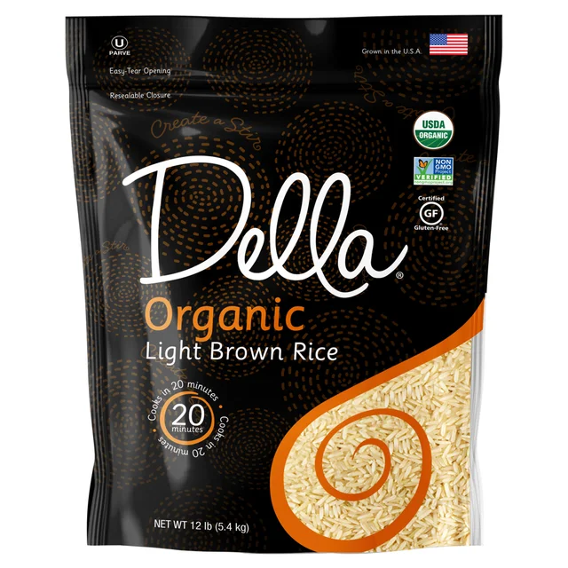 Della Organic Light Brown Rice, 12 lbs