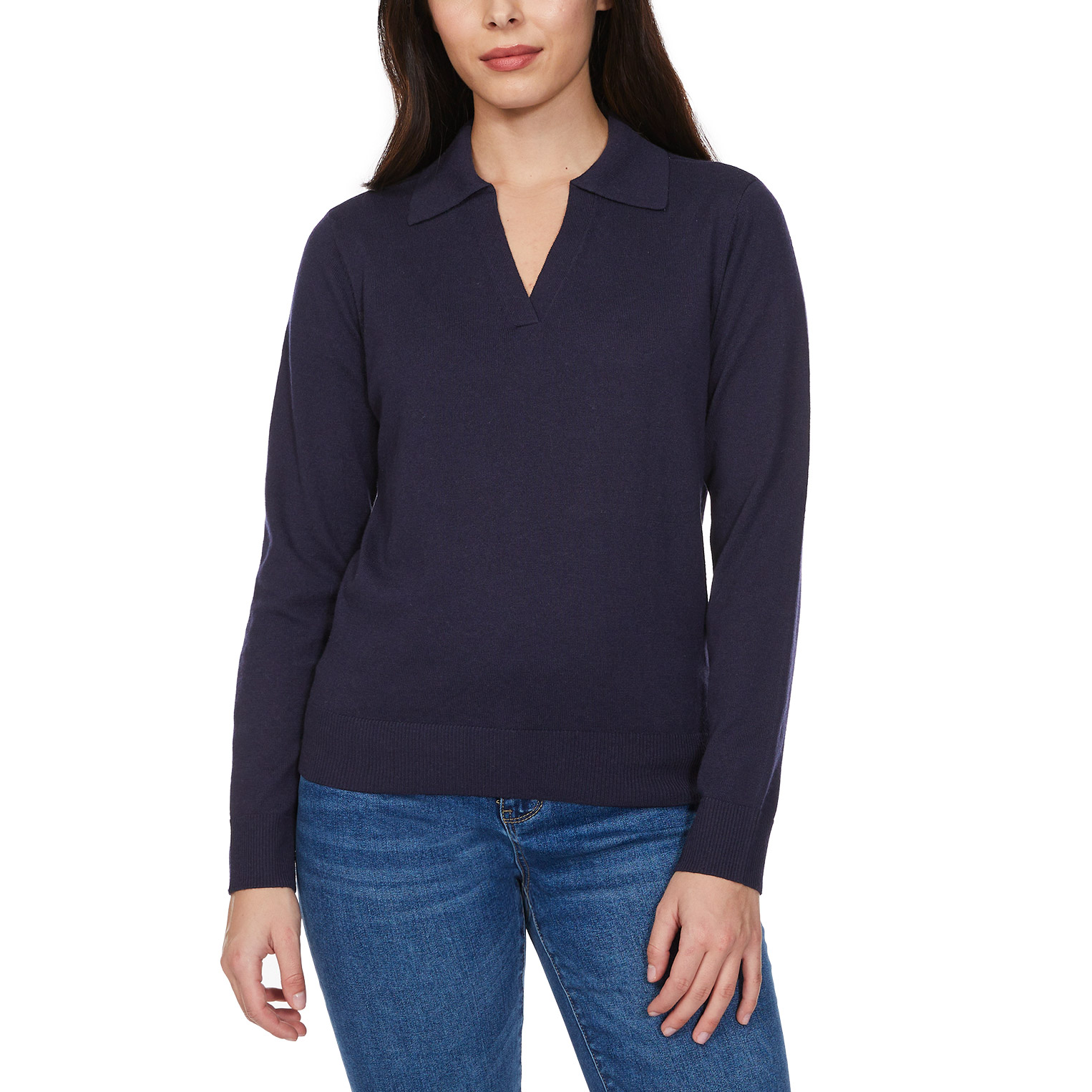 Loft Women’s Fine Knit Sweater with Johnny Collar