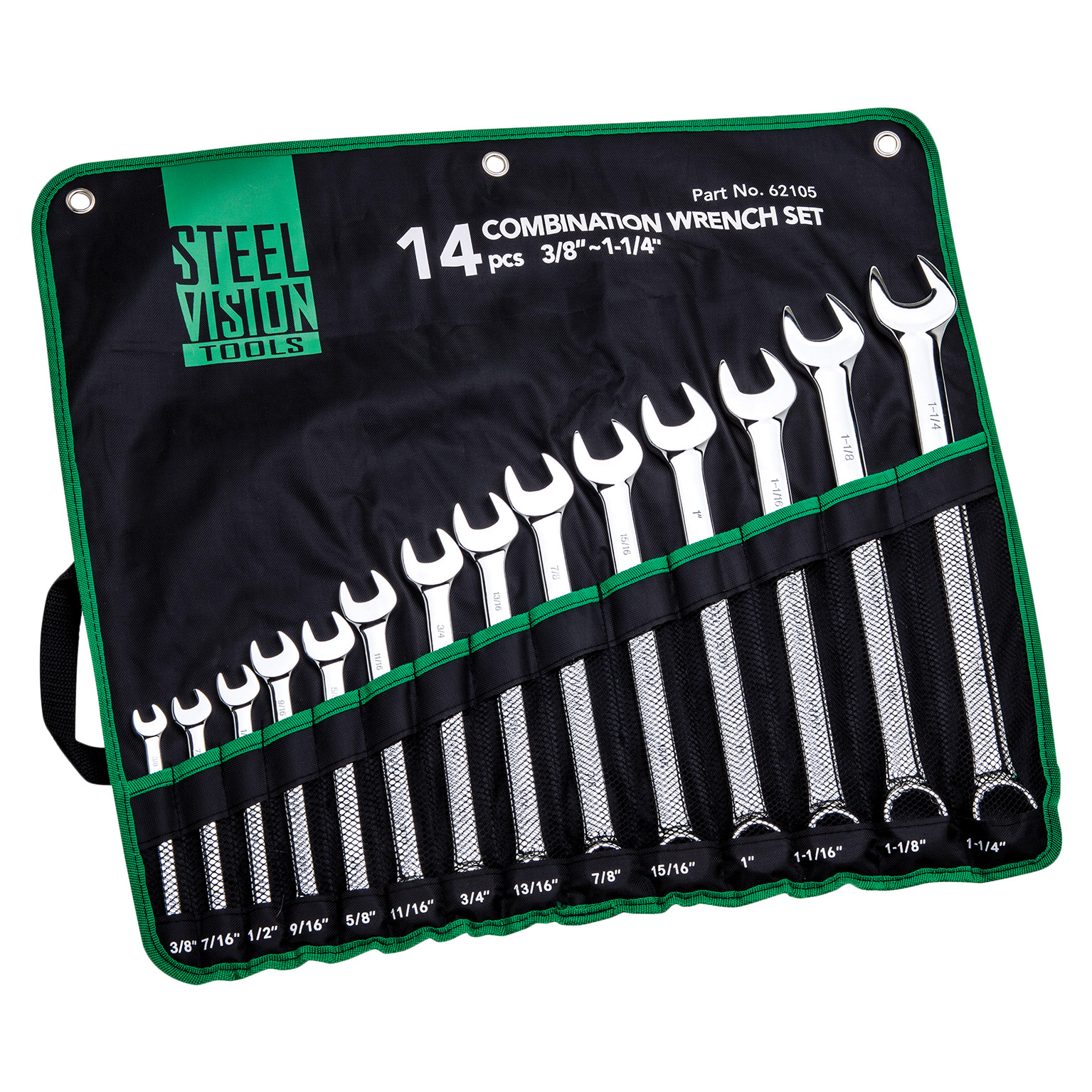 Edward Tools 14 Piece Metric Combination Wrench Set - 8mm To 24mm, CR-V Steel, Organizer Bag Included