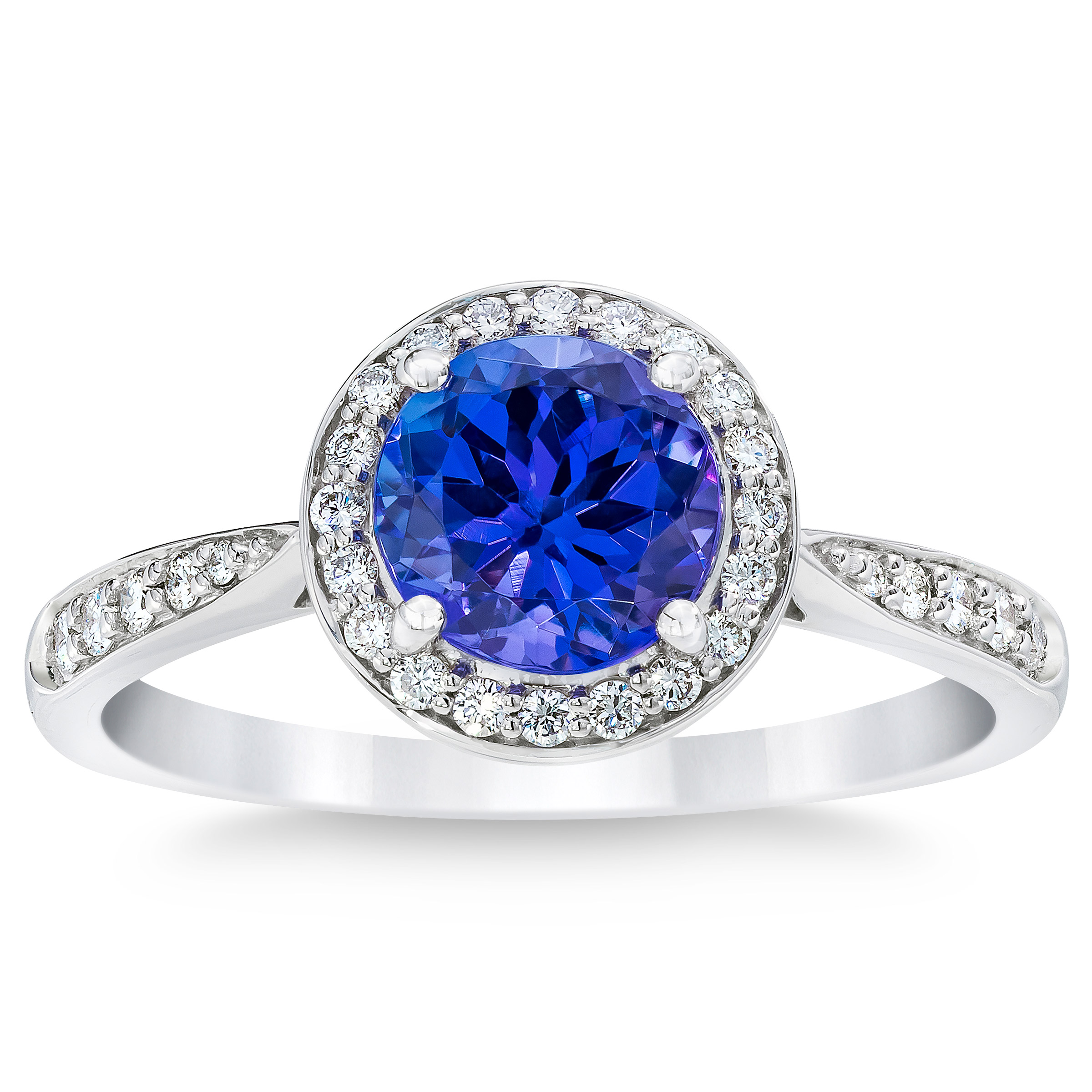 Round Cut Tanzanite and Diamond Ring (0.21 ctw)