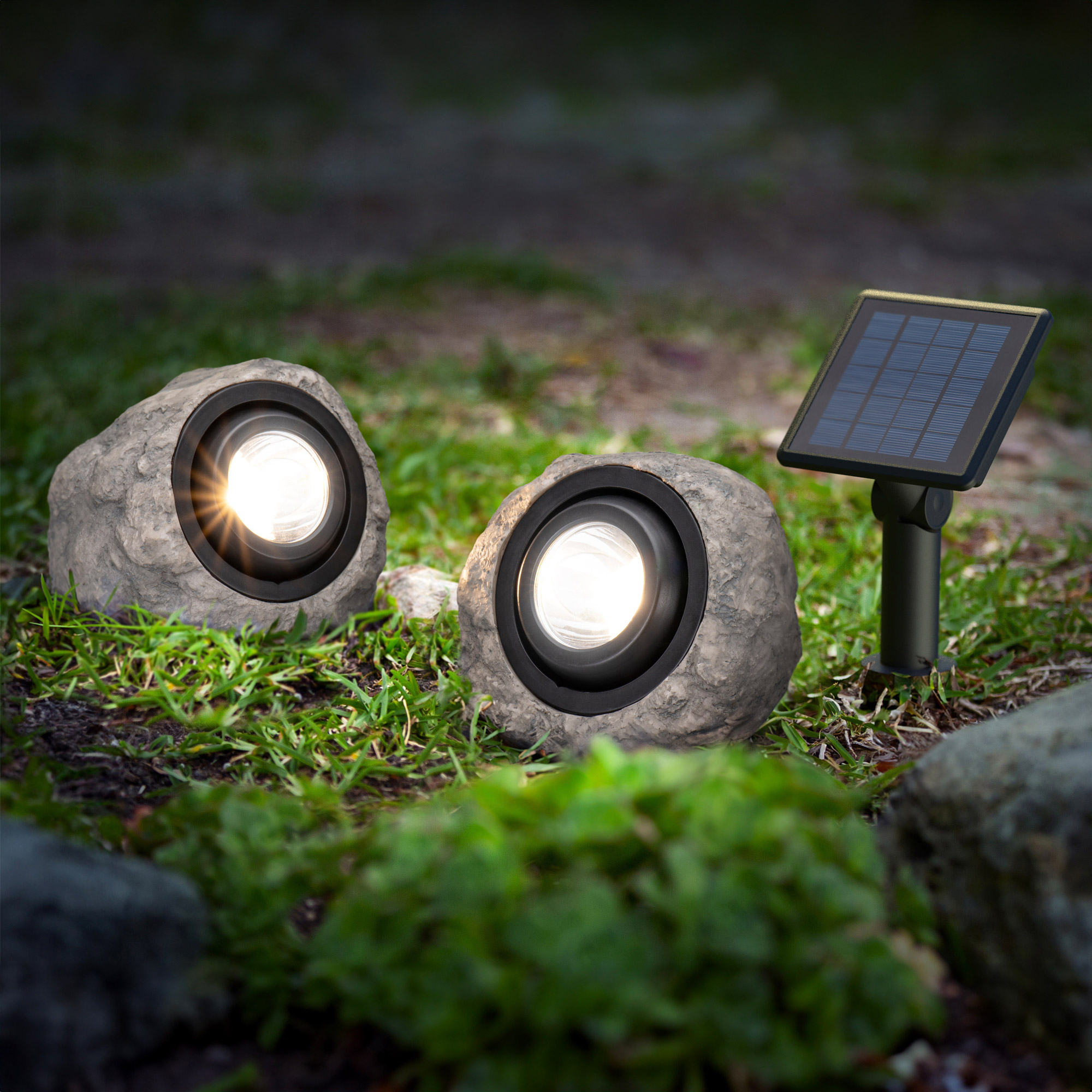 KODA  Solar LED Rock Spotlights, 2-pack
