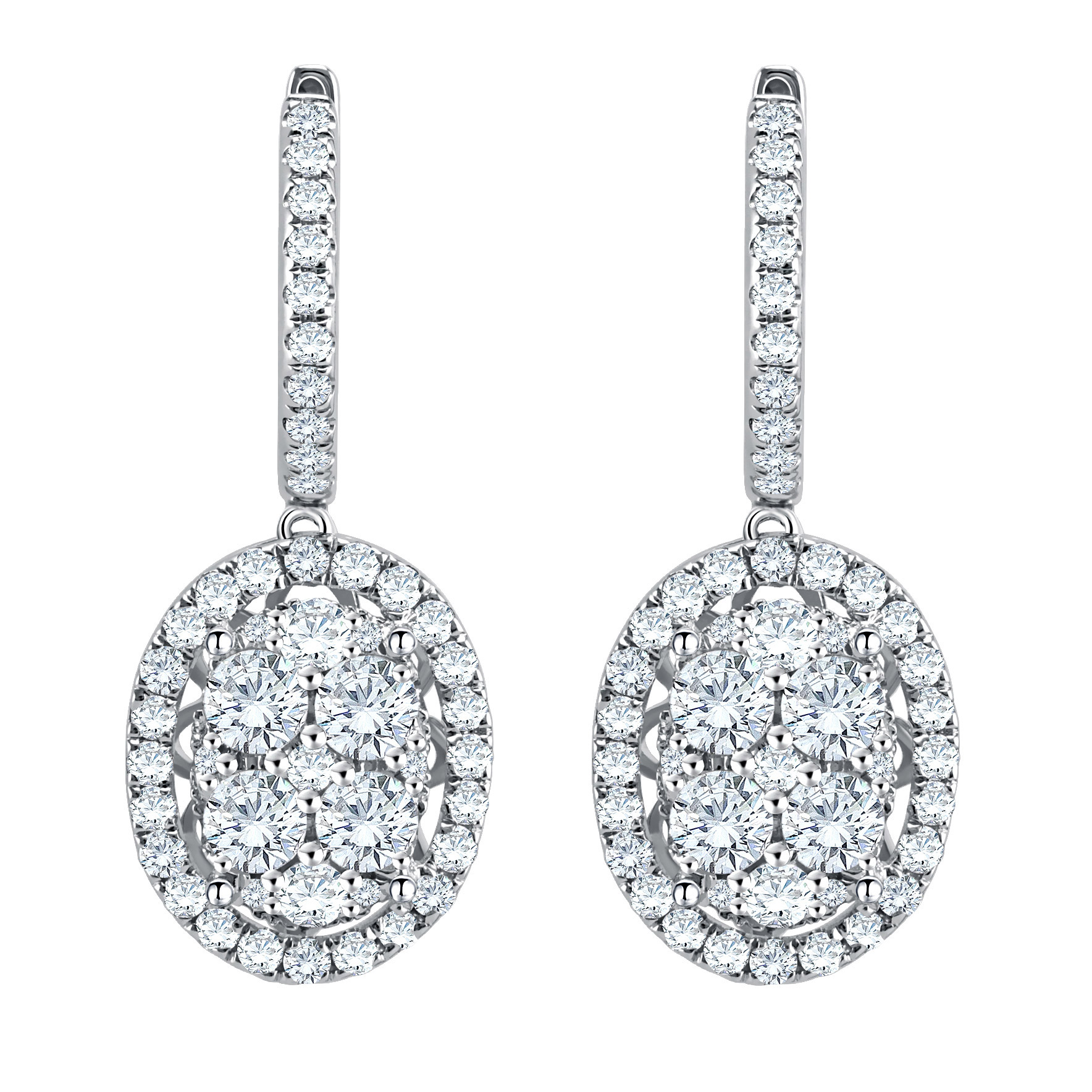 Round Brilliant Diamond Cluster Drop Earrings (2.25 ctw) | Costco