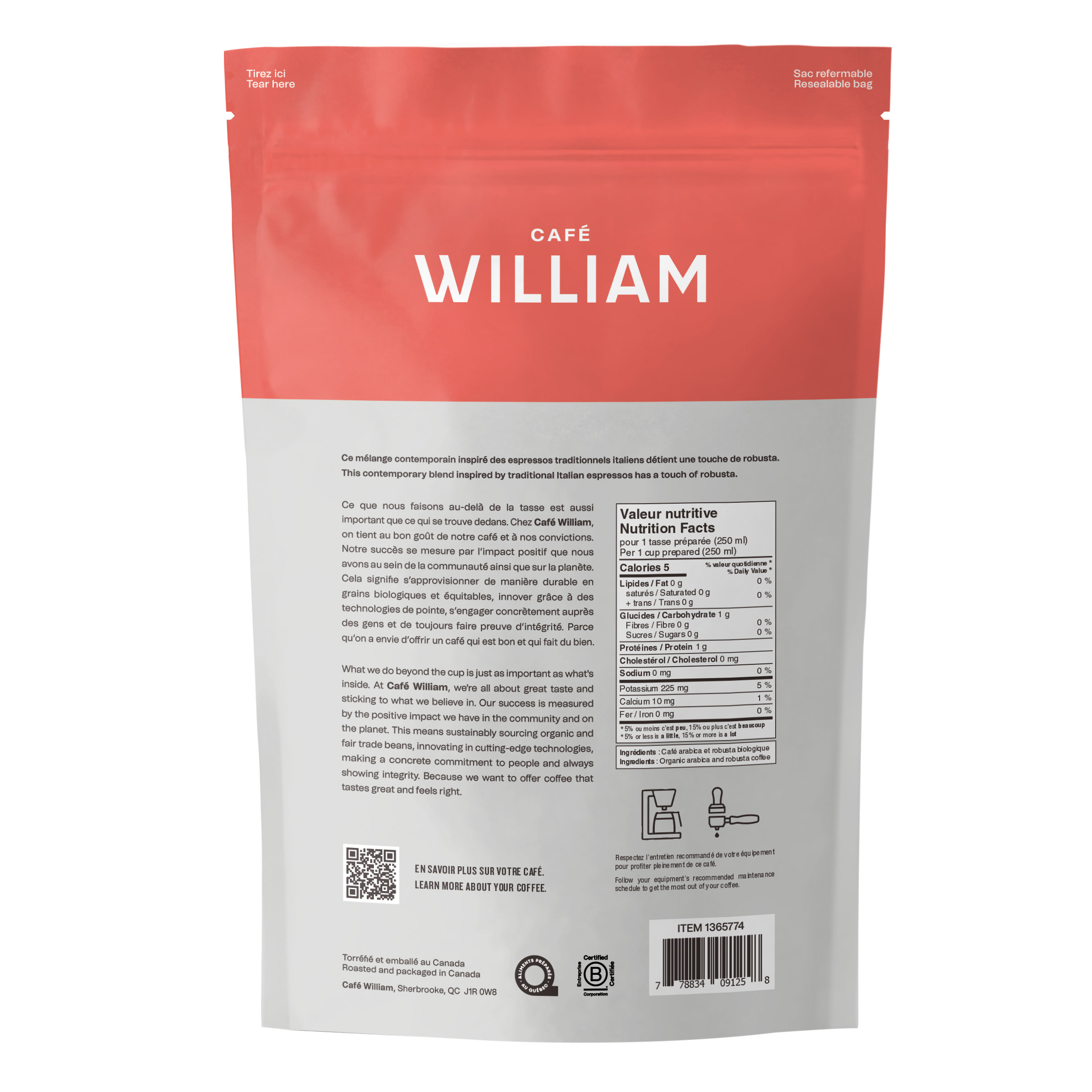 Café William Espresso Italiano Fair Trade and Organic Coffee, 2 x