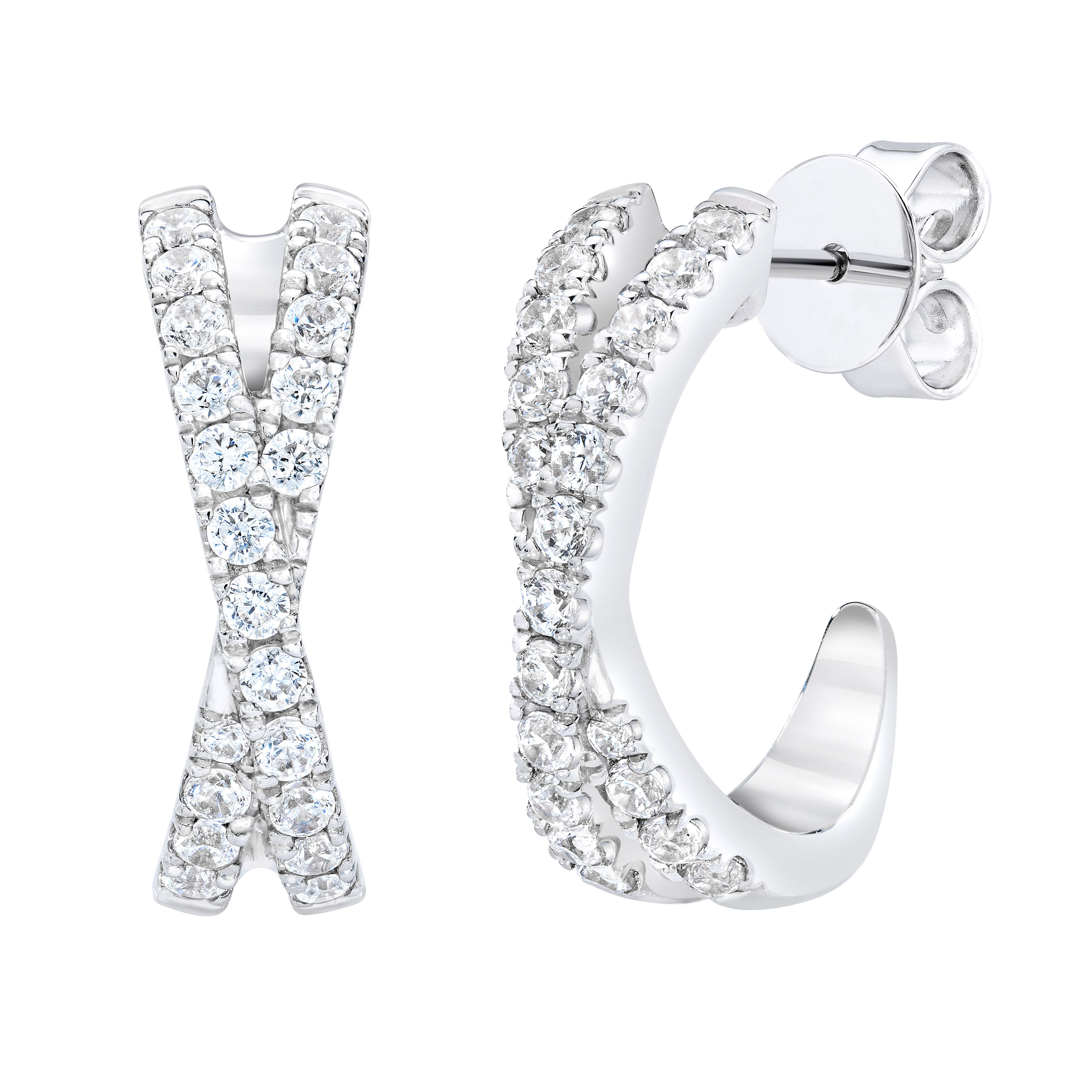 Round Brilliant Diamond X-Shaped Earrings (0.50 ctw)