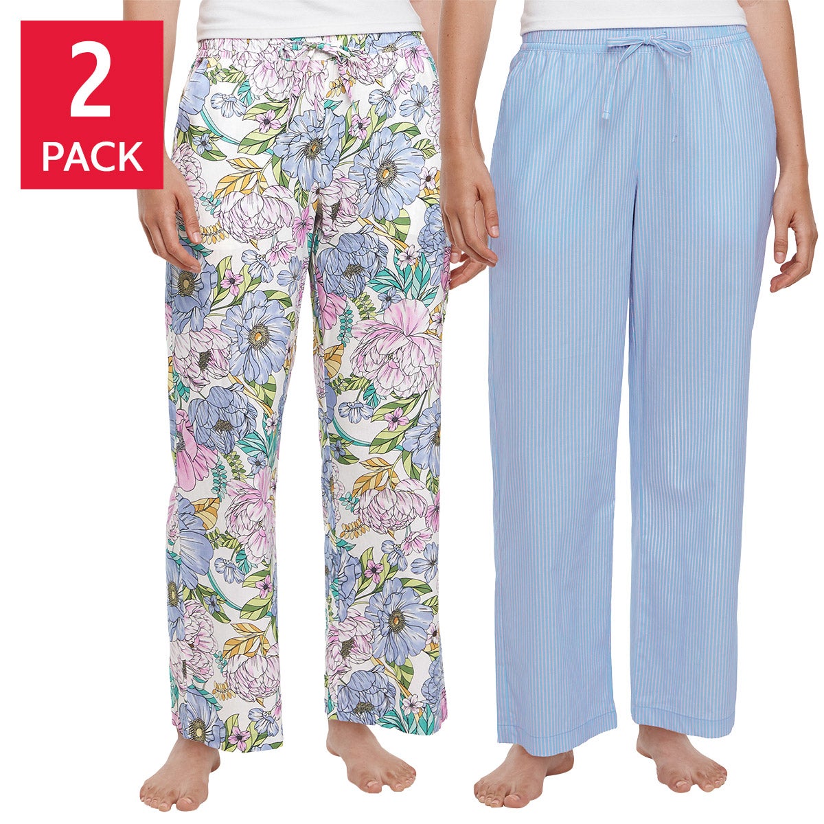 Gap Women&rsquo;s Cotton PJ Pant, 2-pack Relaxed Fit Adjustable Self-Drawcord Waist