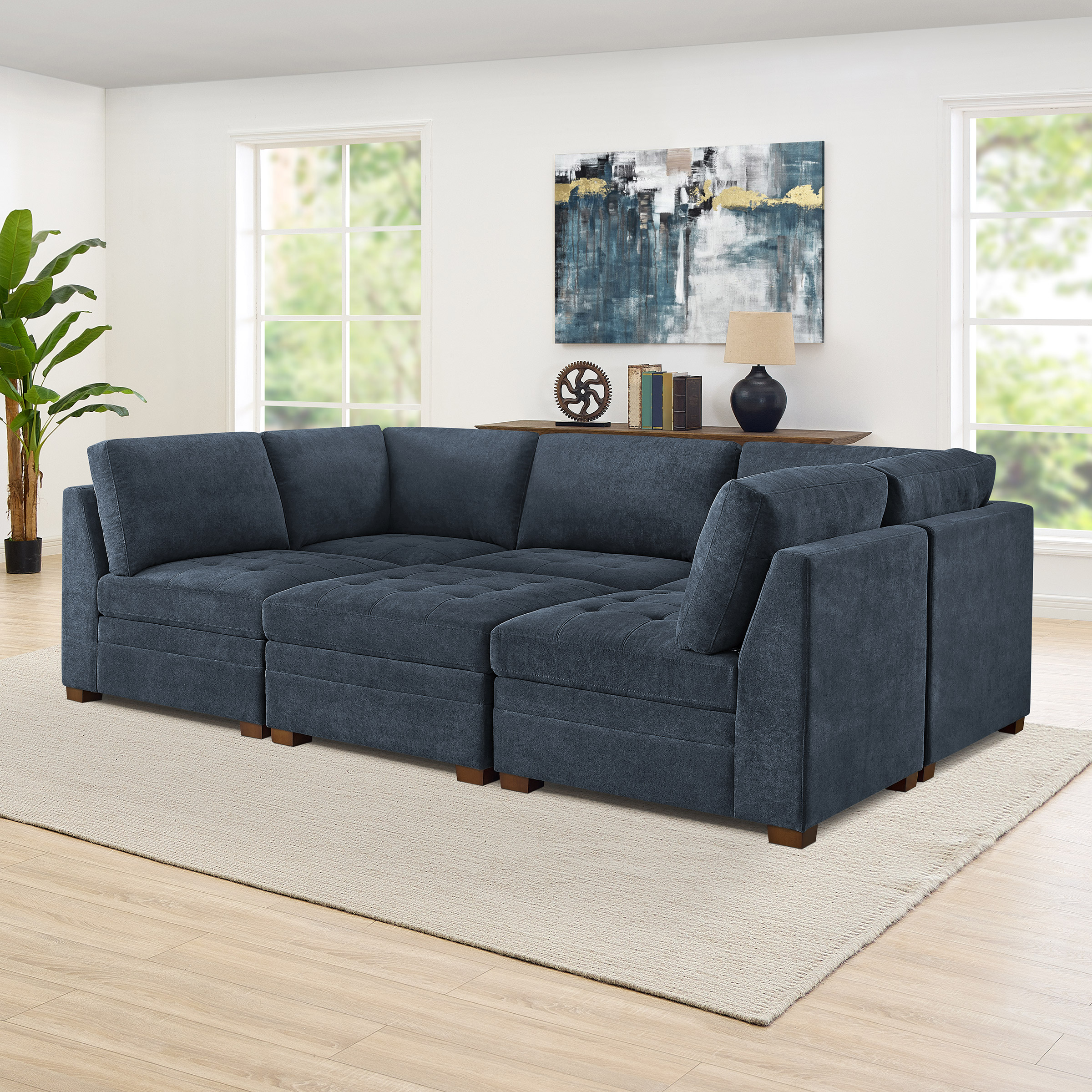 Thomasville Tisdale Tufted 6-piece Fabric Sectional with Storage