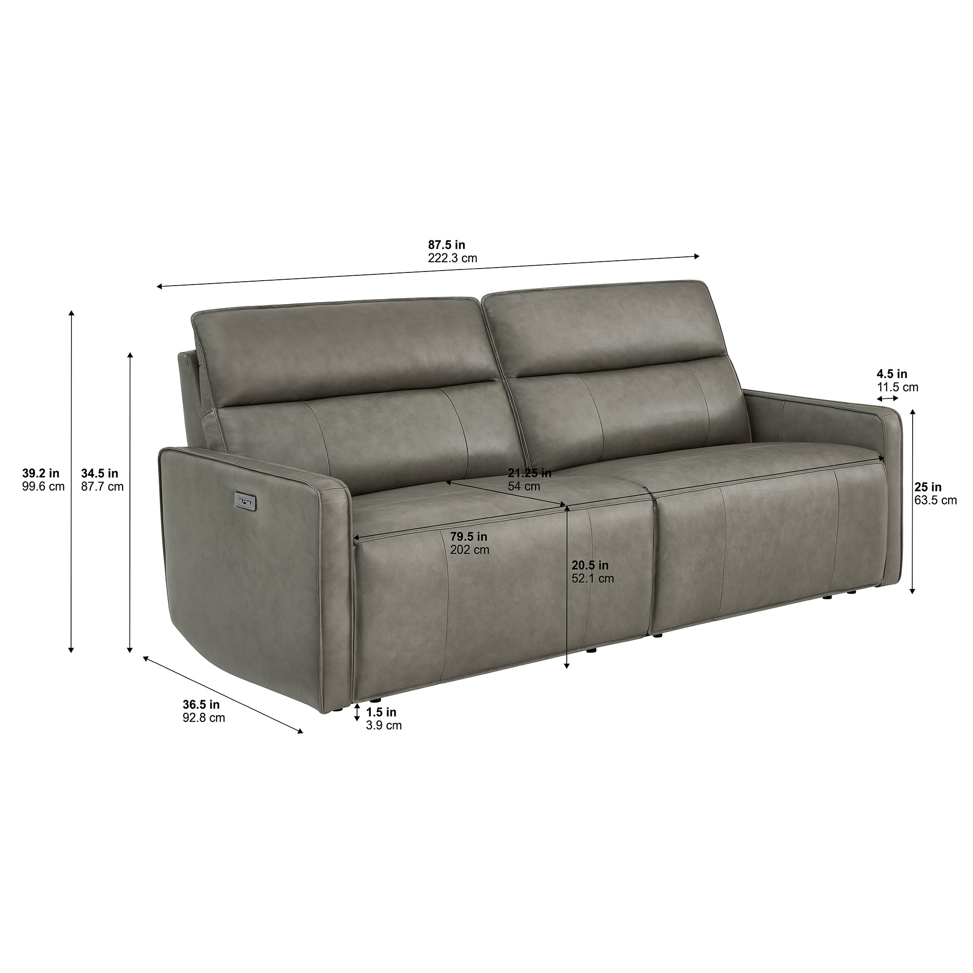 Henredon Keira Leather Power Reclining Sofa with Power Headrests