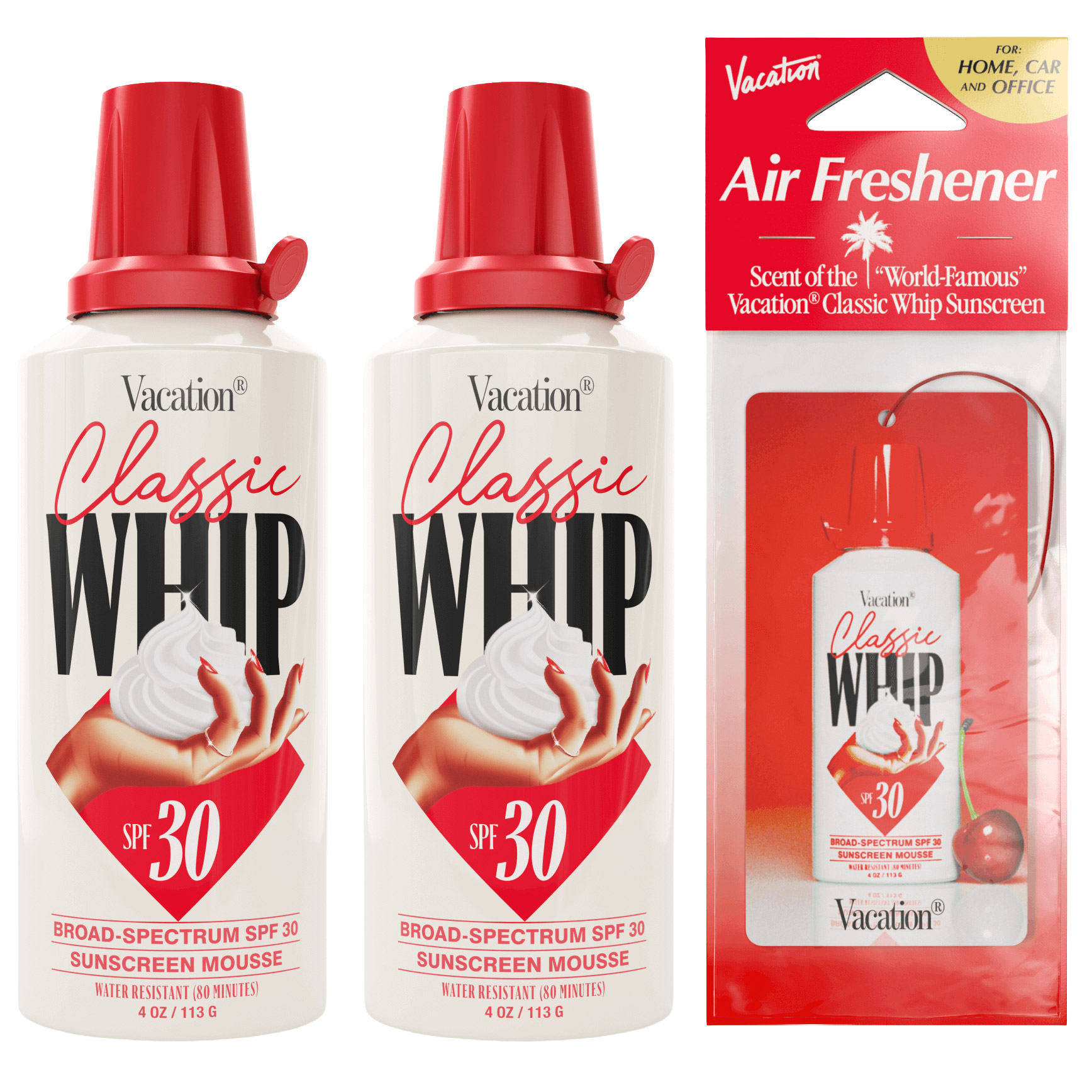 WHIPURE スキンケア 3点セット Vacation Classic Whip Sunscreen Mousse, SPF 30, 4 oz, 2-pack and