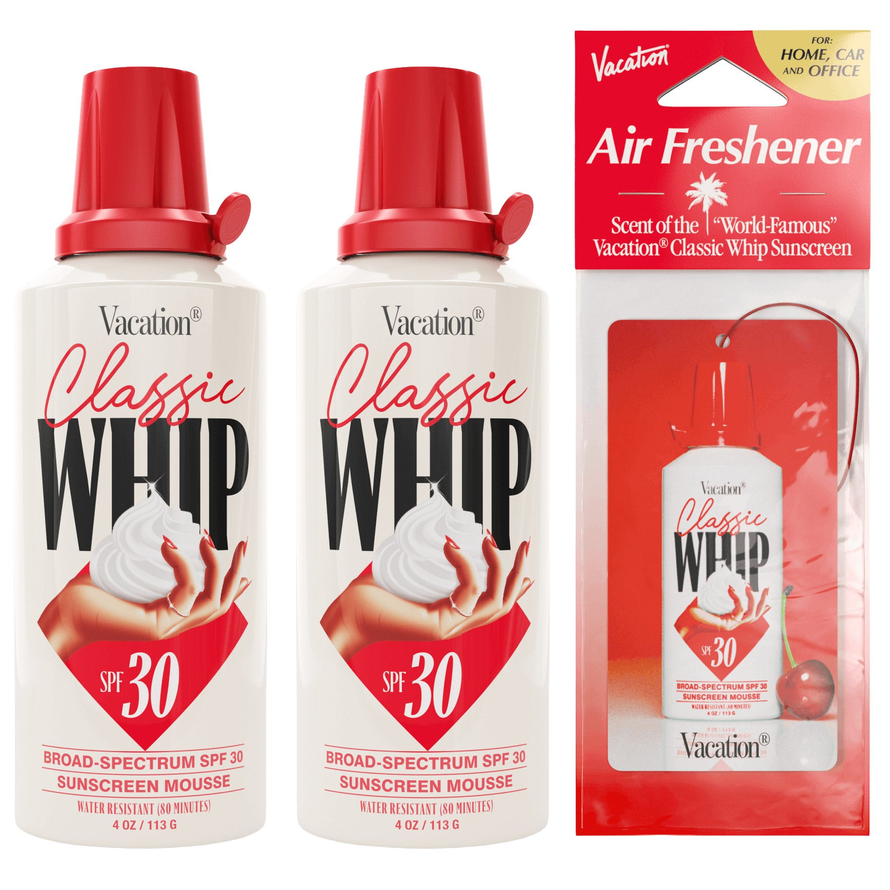Vacation Classic Whip Sunscreen Mousse, SPF 30, 4 oz, 2-pack and