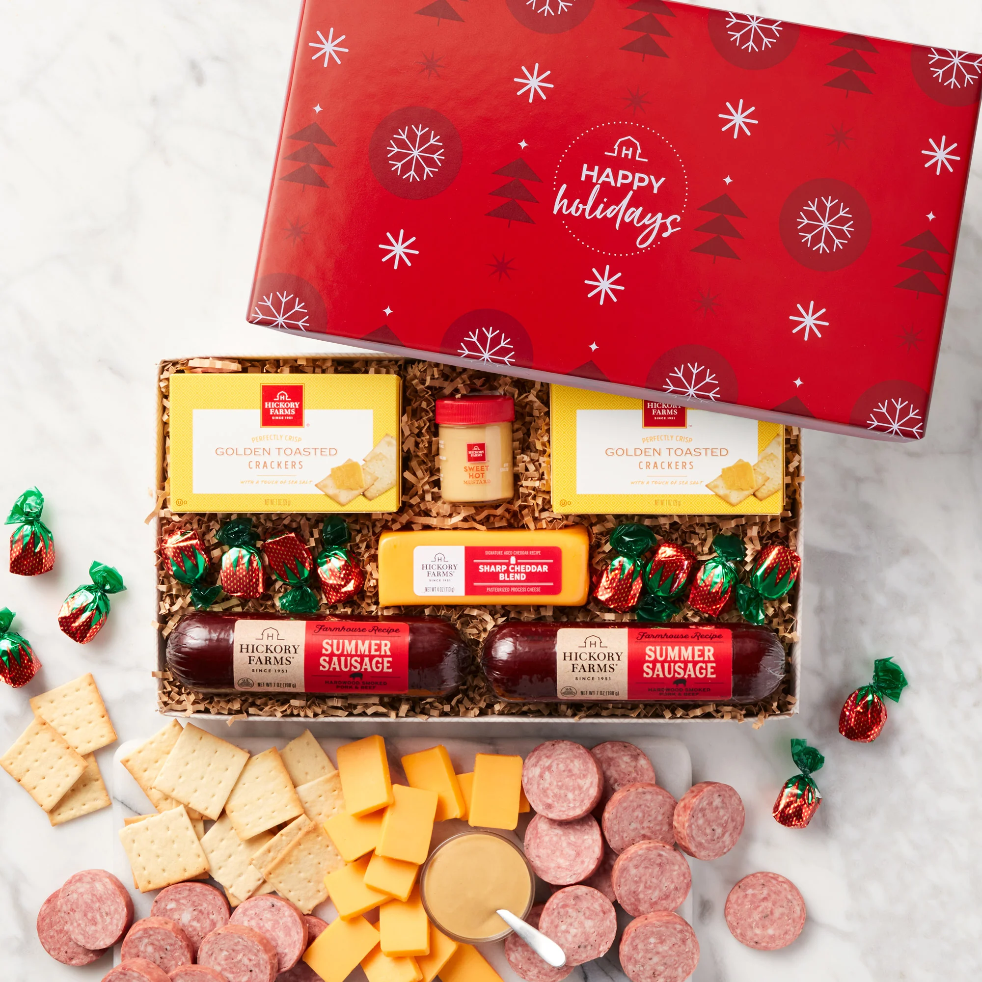Hickory Farms Happy Holidays Meat & Cheese Gift Box, 1.45 lbs