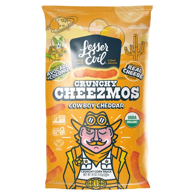 LESSER EVIL CHEEZMOS COWBOYCHEDDAR 18OZ ( 1.125LB)