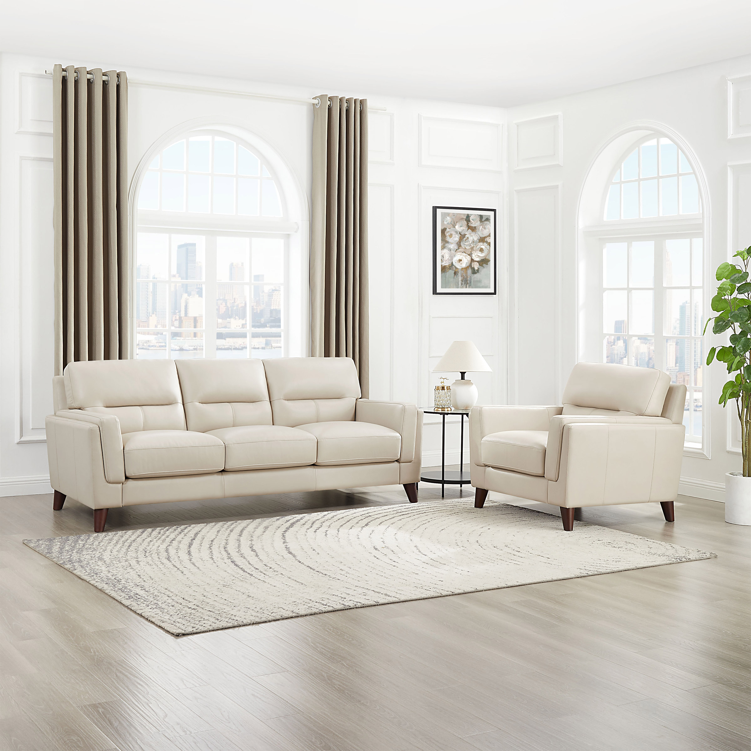 Prospera Home Tampa Top Grain Leather Sofa and Chair