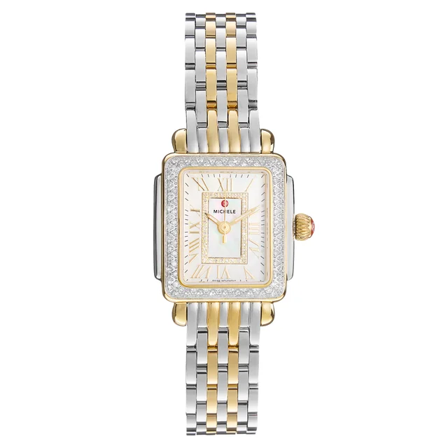 Michele Deco Madison Mini 18K Two-Tone White Dial Quartz Watch, 24mm