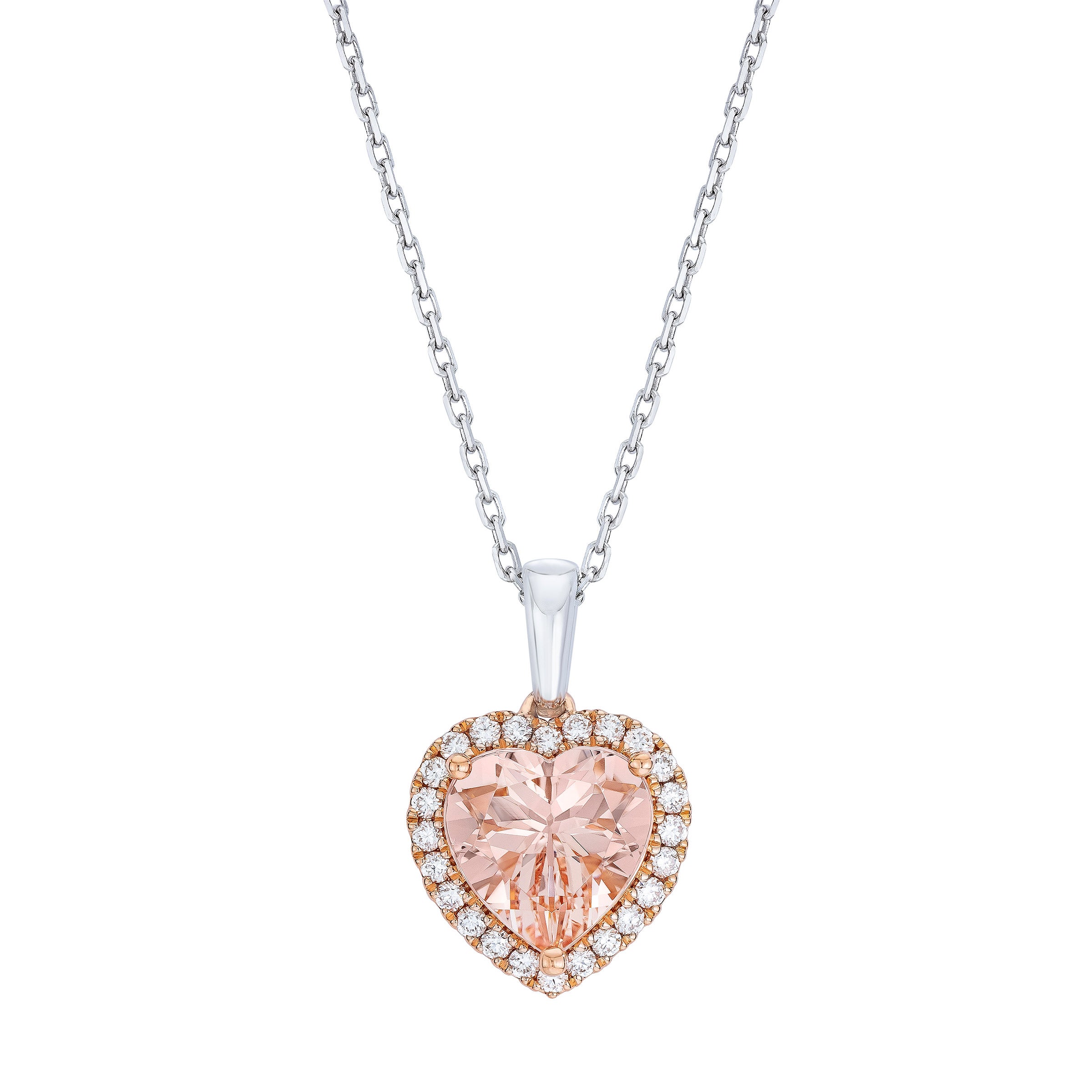 Morganite & Diamond 14kt Two-Tone Gold Heart Pendant | Costco