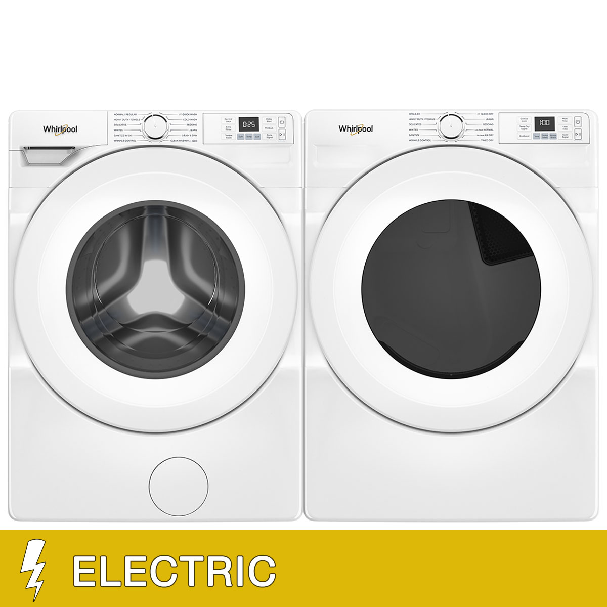 Whirlpool 4.5 cu. ft. Front Load Washer and 7.4 cu. ft. ELECTRIC Dryer
