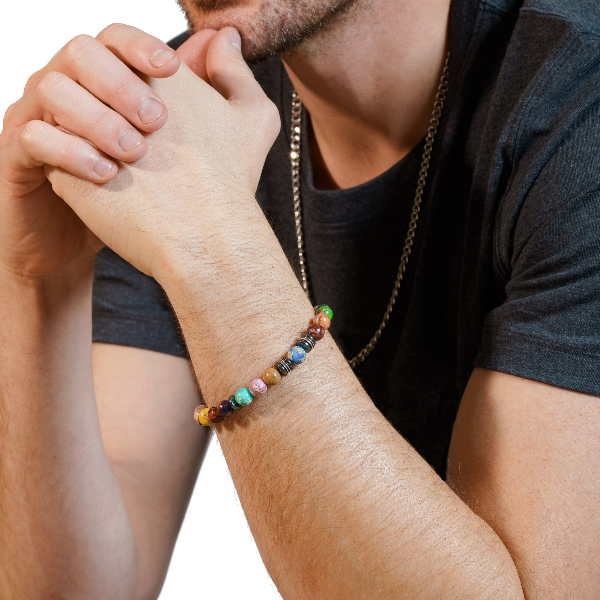 Mr. Lowe by Sheryl Lowe Rainbow Jasper and Hematite Beaded