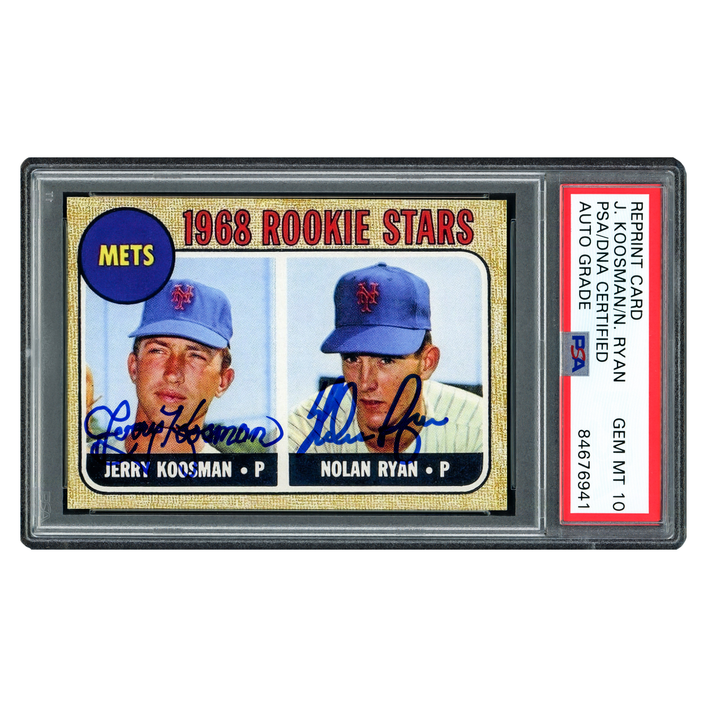 Nolan Ryan & Jerry Koosman Autographed 1968 Topps Rookie Reprint Card #177 New York Mets - PSA/DNA Authenticated