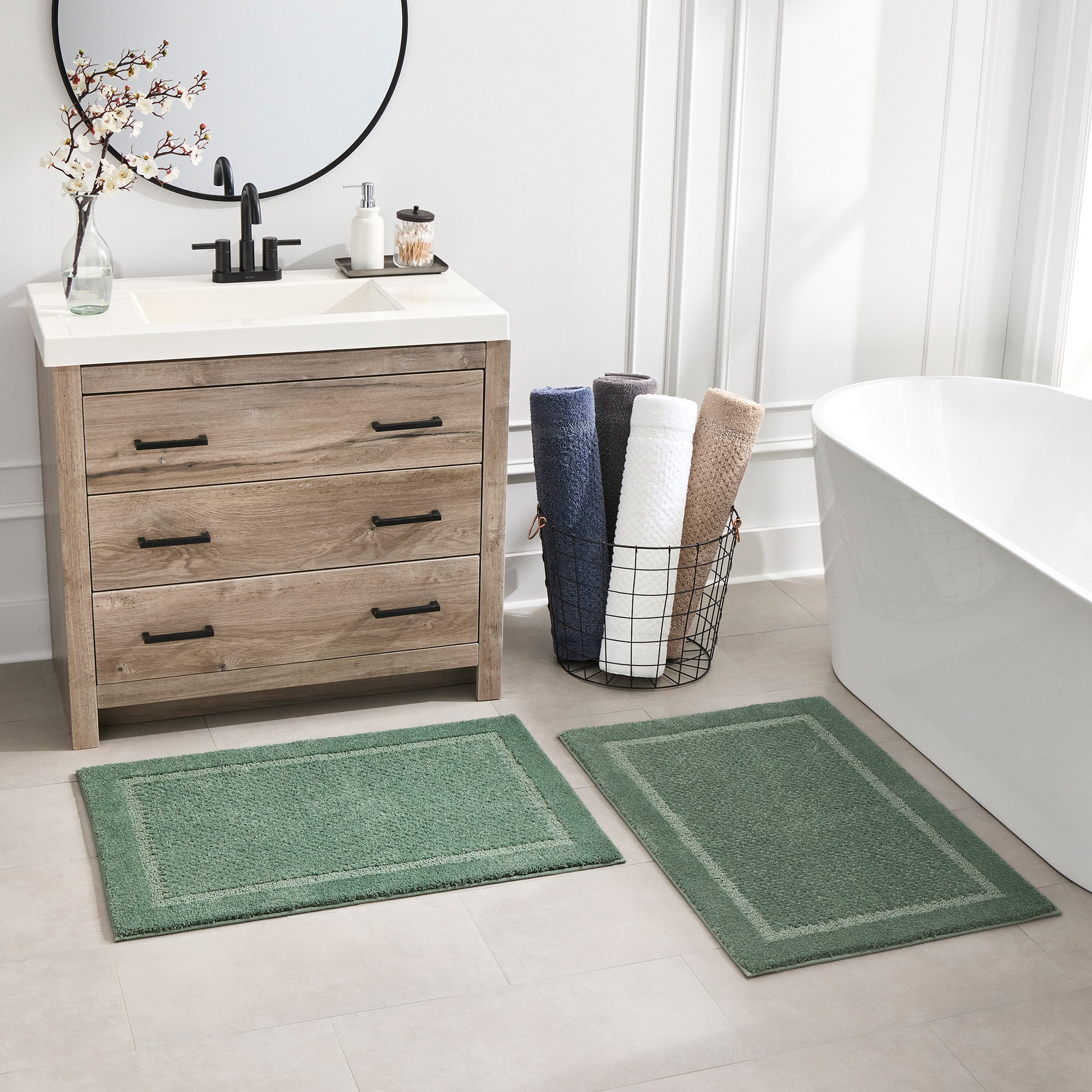 Green Purely Indulgent Bath Rugs, 2-pack