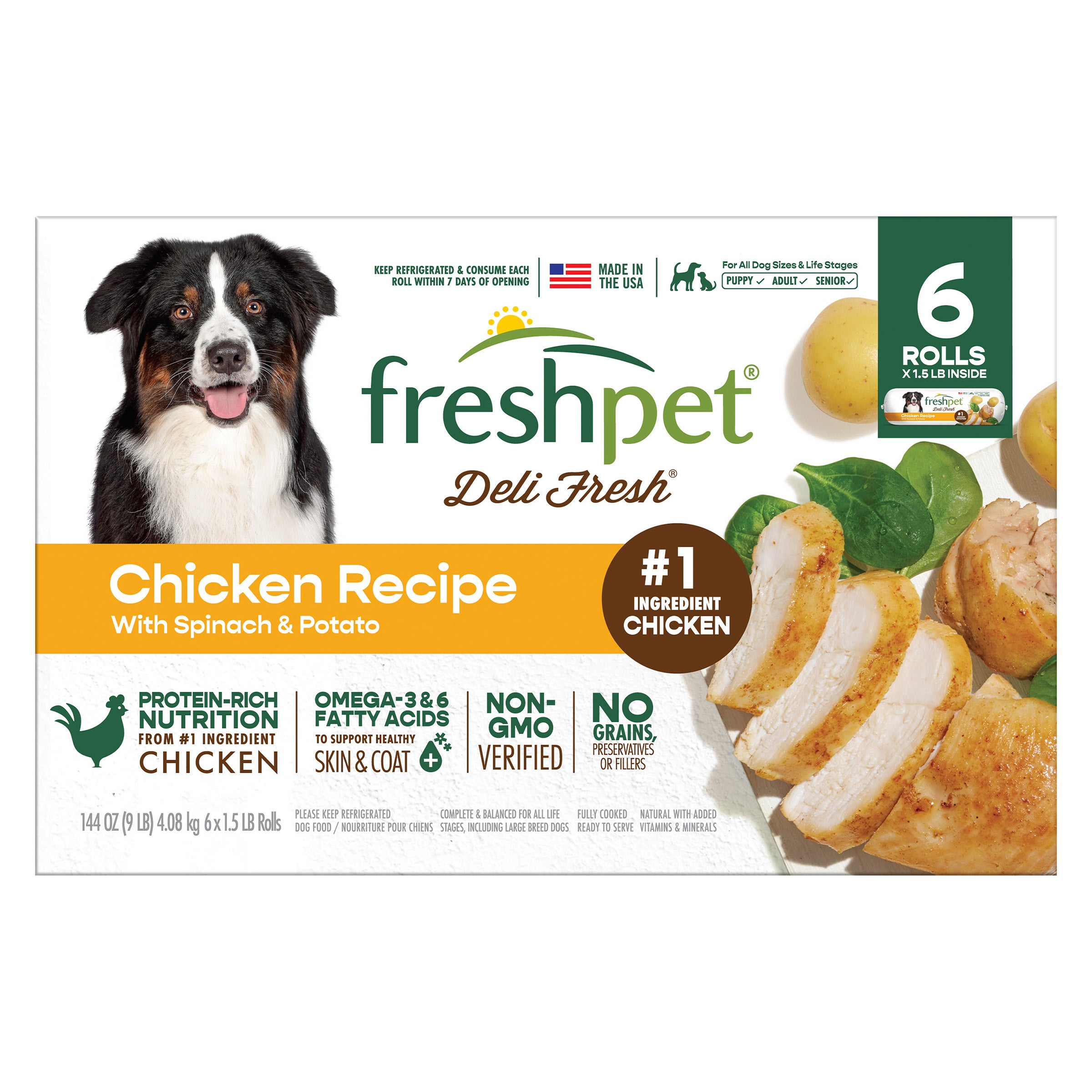 **「MU」** Freshpet Deli Fresh Dog Food, Chicken with Cranberries & Spinach