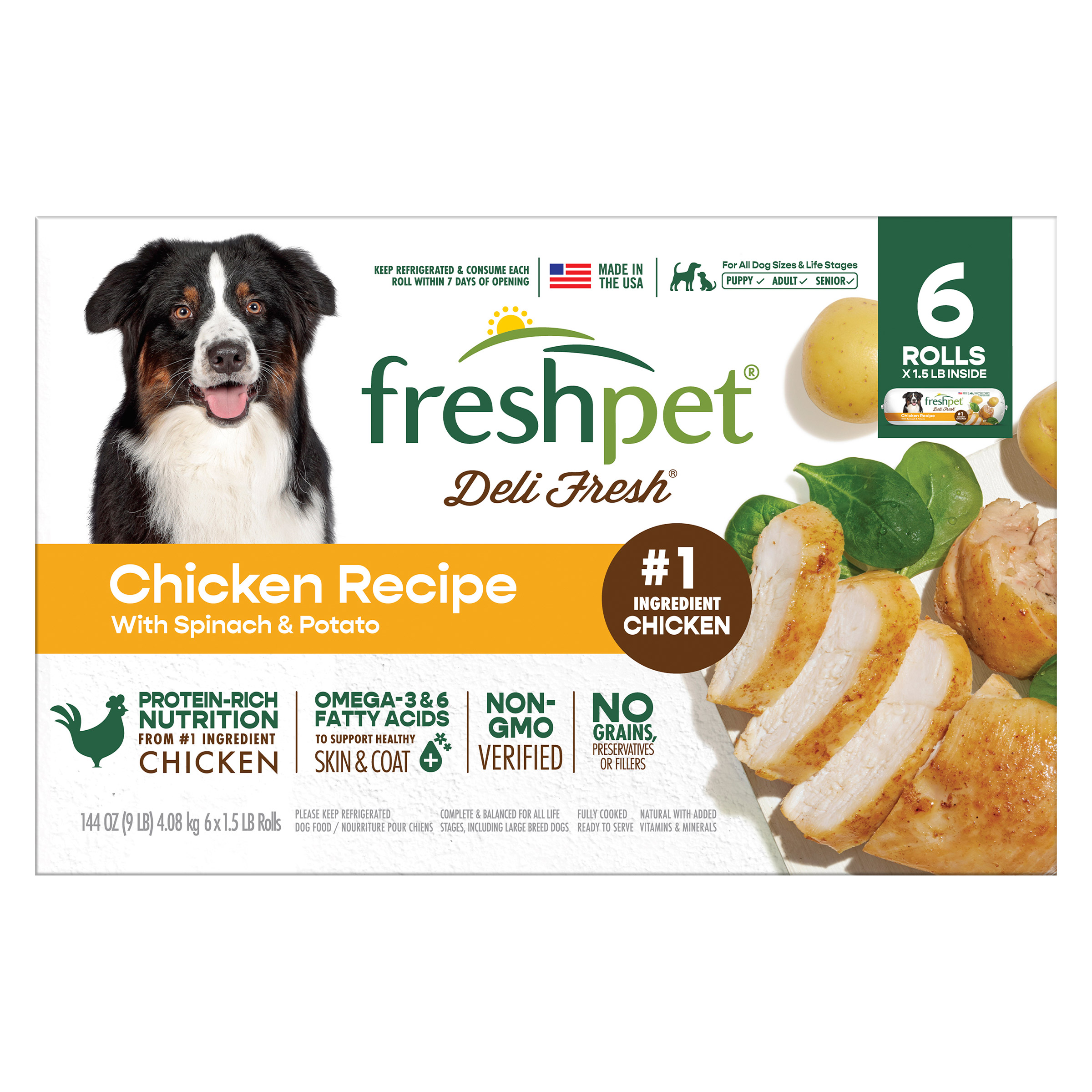Freshpet Deli Fresh Dog Food, Chicken Recipe, 1.5 lbs, 6-rolls | Costco