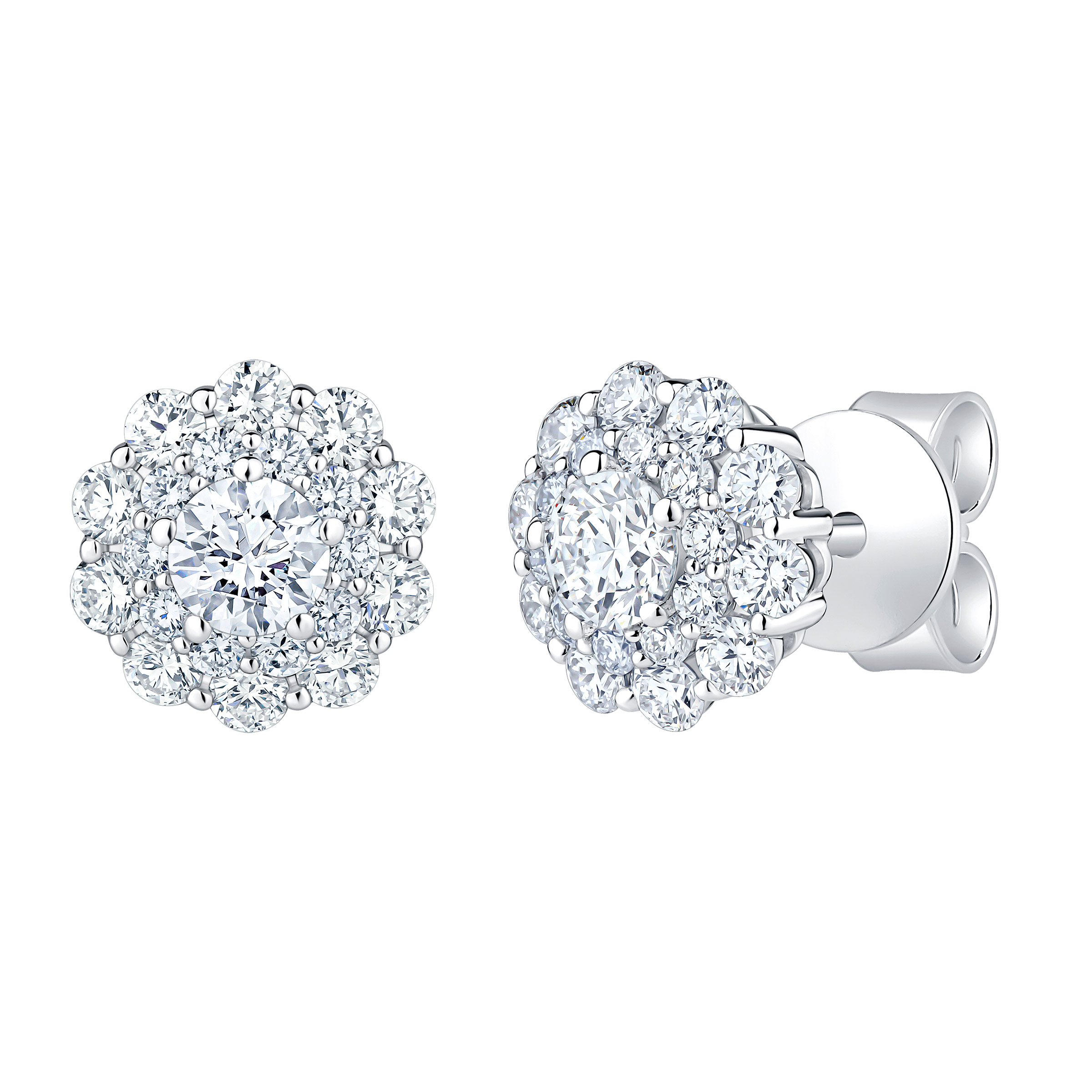 Round Brilliant Diamond Cluster Earrings (1.00 ctw)