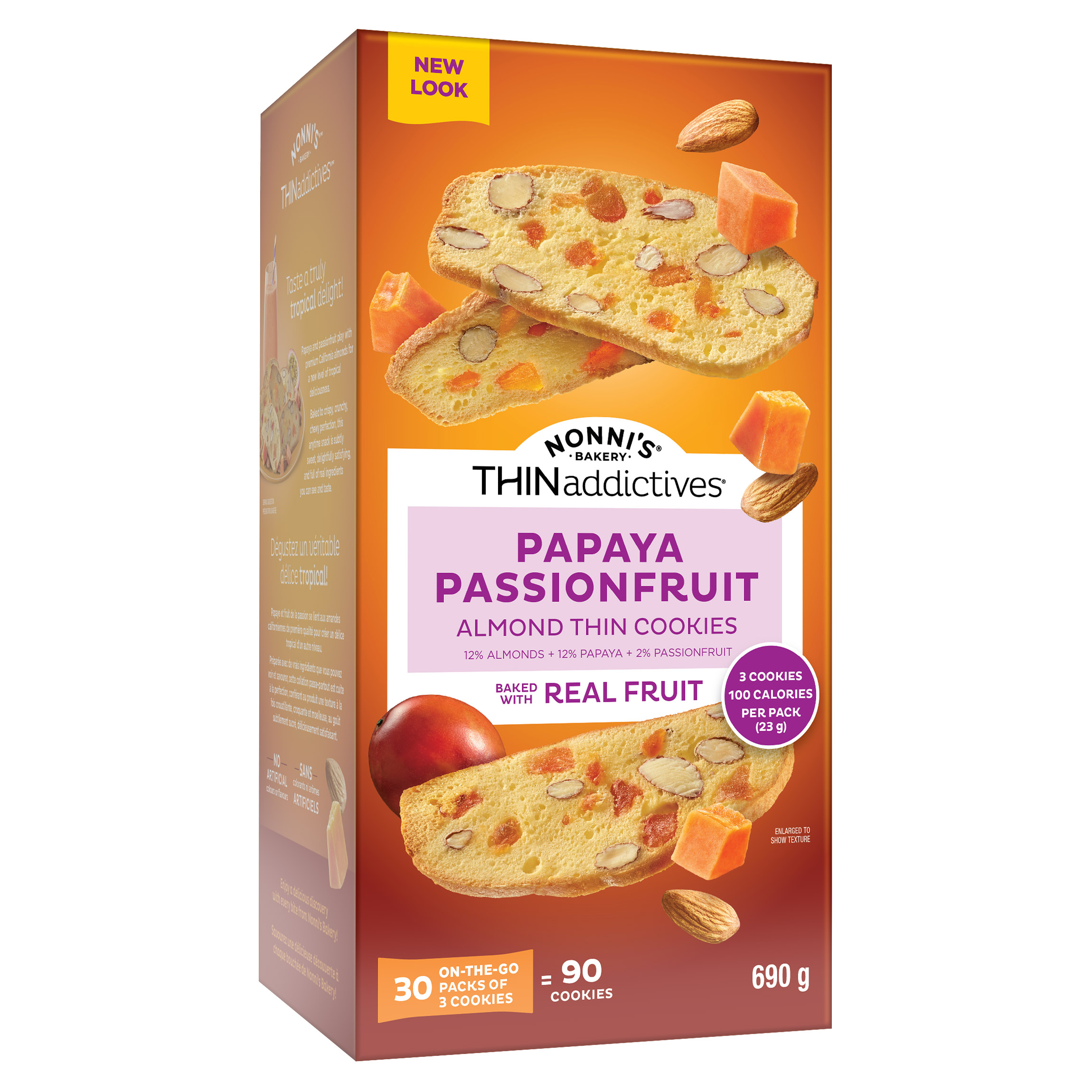 THINaddictives Papaya Passionfruit Almond Thin Cookies, 30 × 23 g