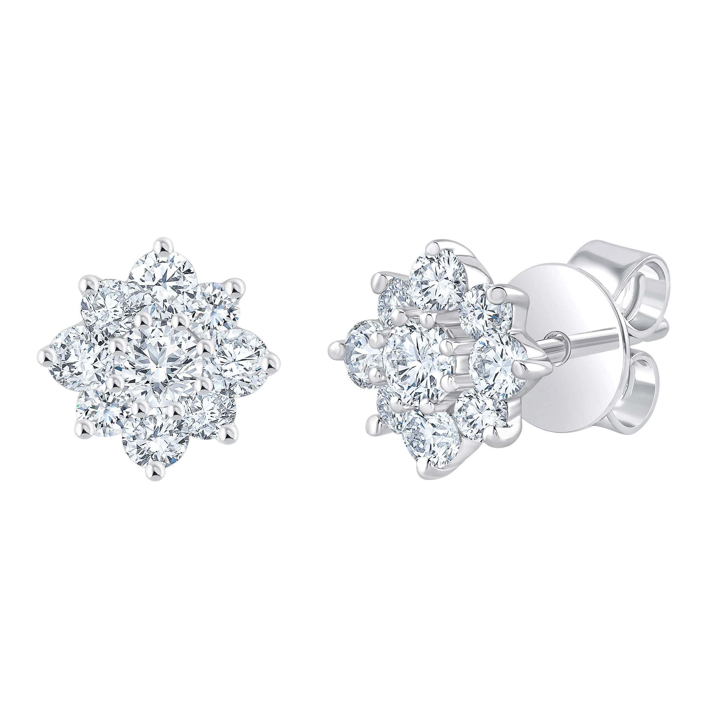 Round Brilliant Diamond Cluster Earrings (0.55 ctw)