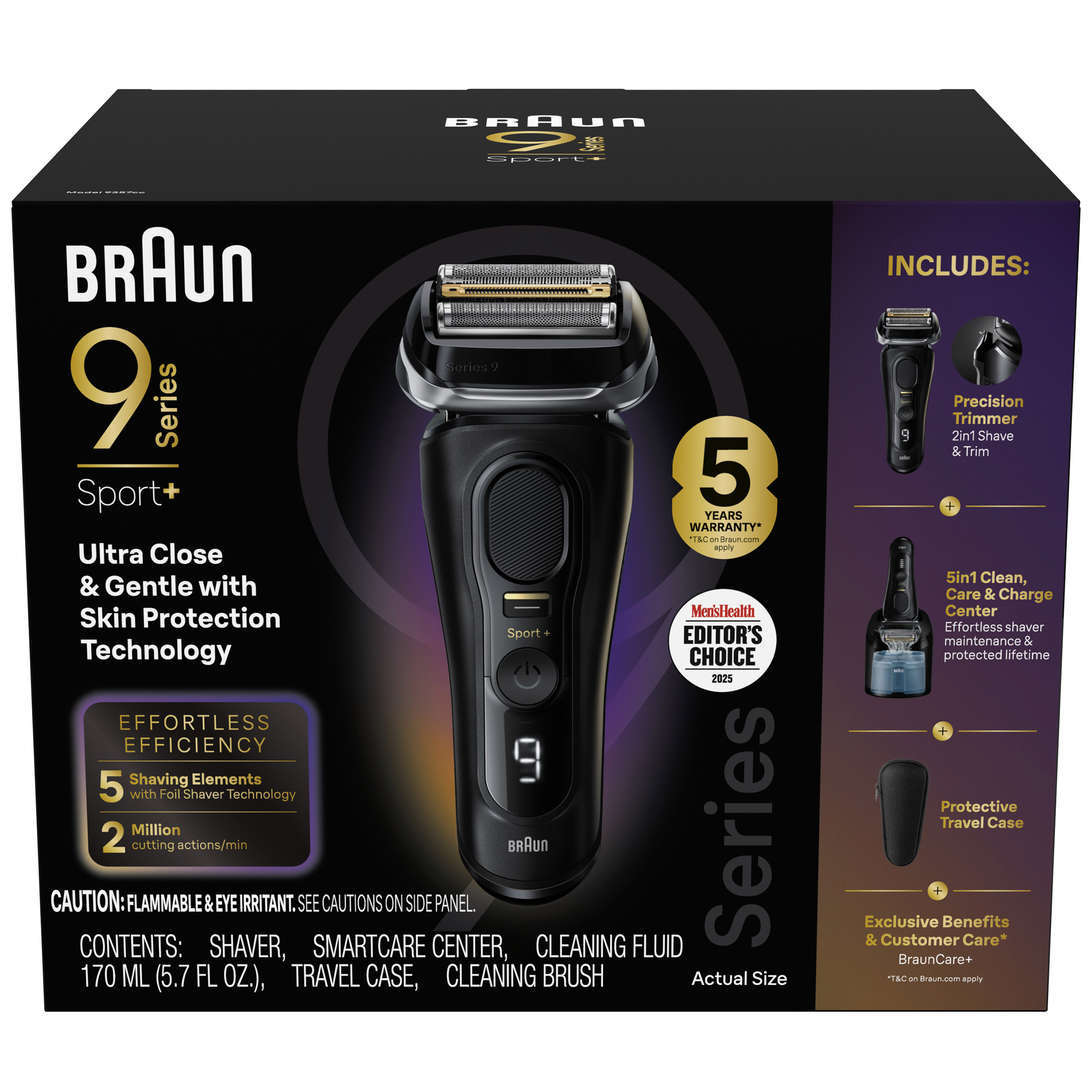 Braun Series 9 Sport + Electric Shaver with Clean and Charge