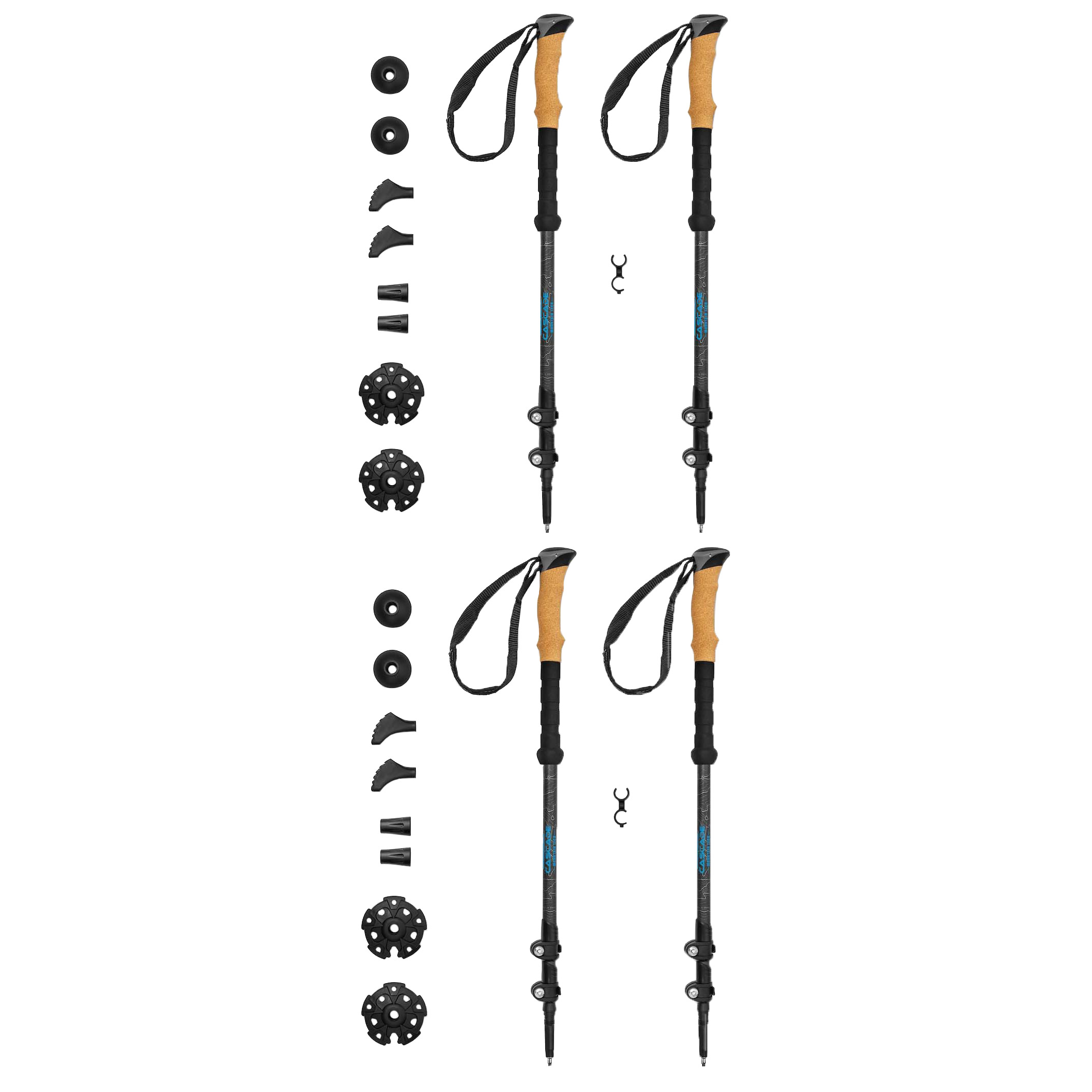 Cascade Mountain Tech 100% Carbon Fiber Trekking Pole, 2-pack