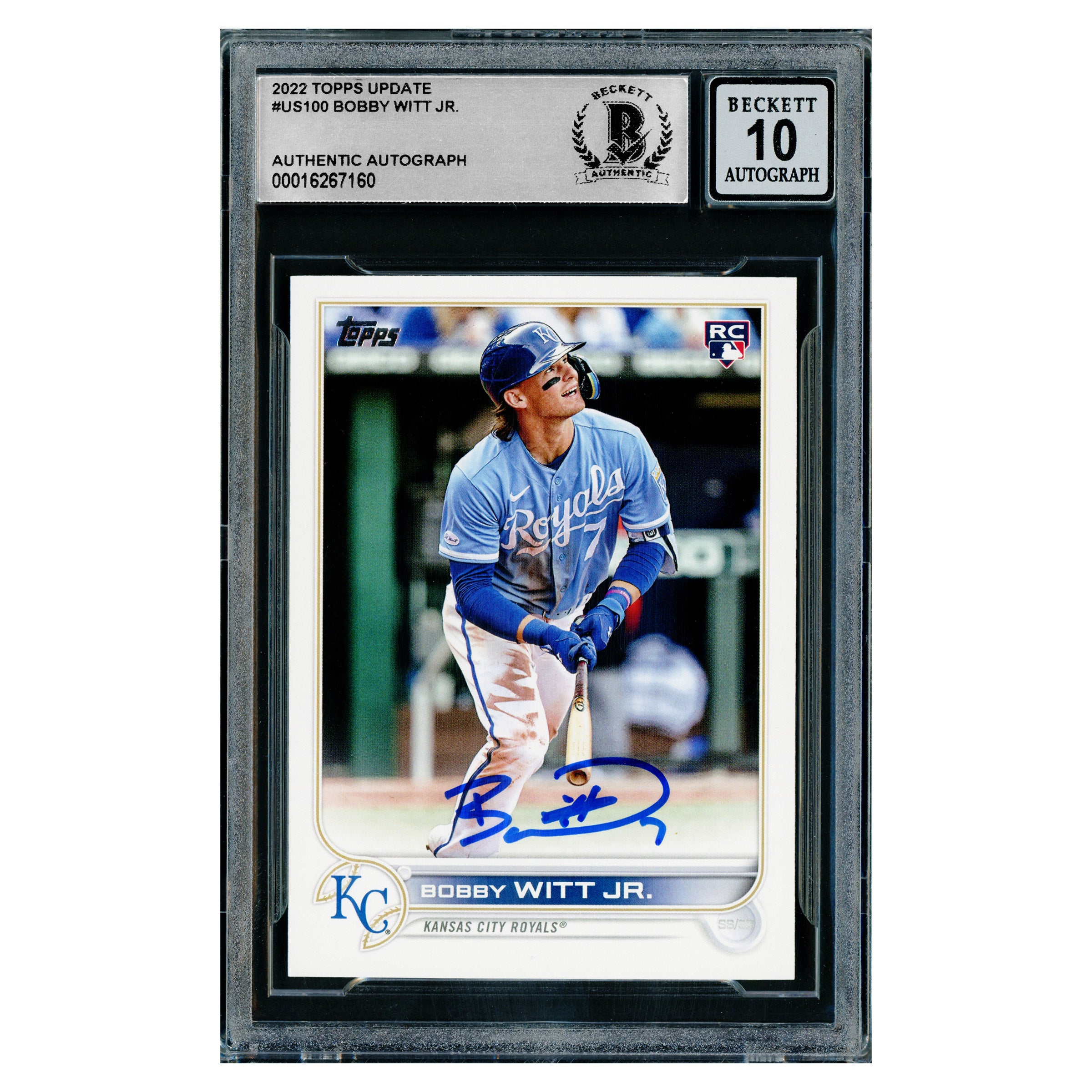 Bobby Witt Jr. Autographed 2022 Topps Update Rookie Card #US100
