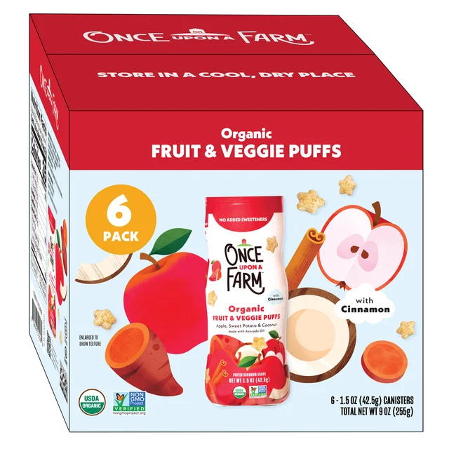ONCE UPON A FARM PUFFS ORGANIC FRUIT & VEGGIE 6/1.5 OZ