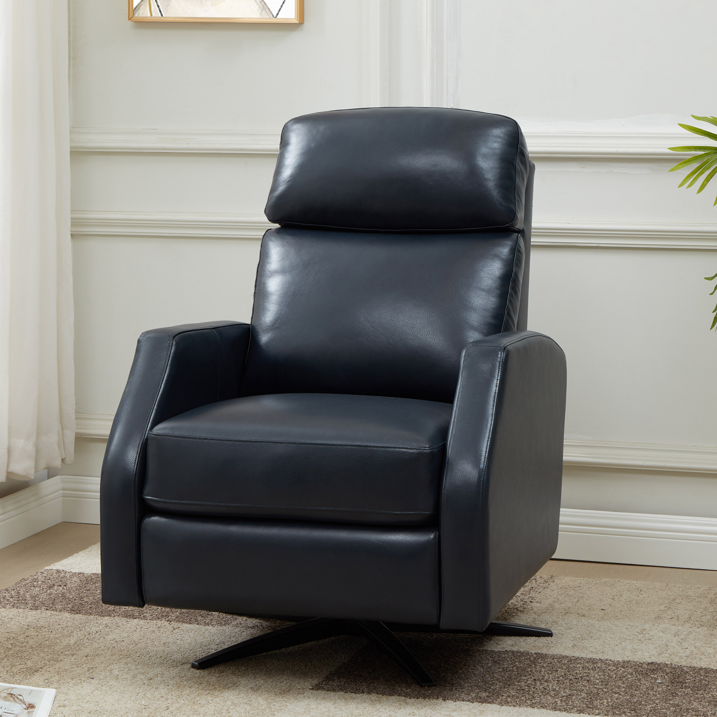 Top-grain Leather Swivel Pushback Recliner