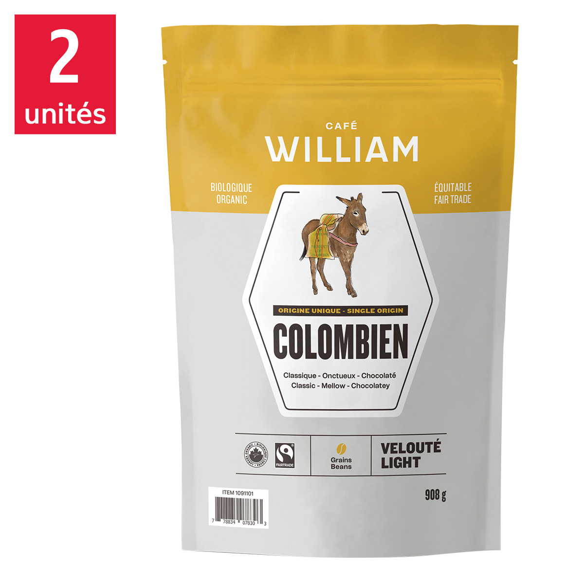 Café William Colombian Light Roast Fairtrade and Organic Whole