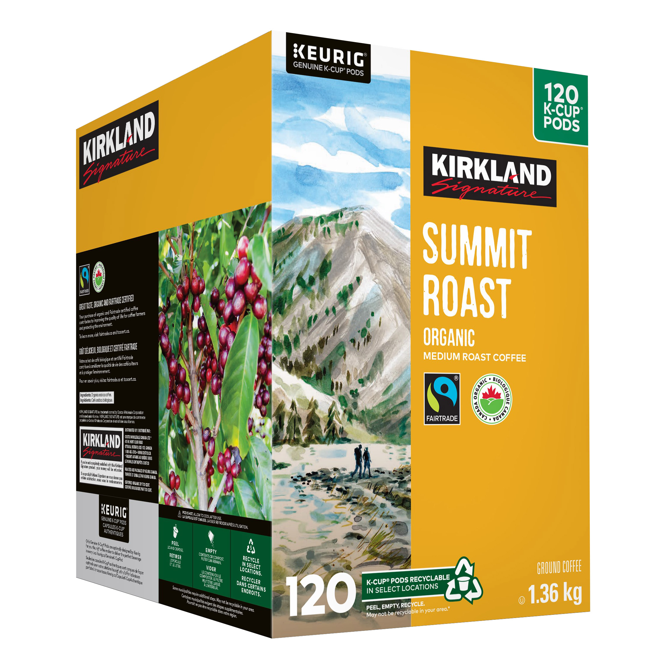 Kirkland Signature Organic Summit Fair Trade Coffee K-Cup Pods, 120-count