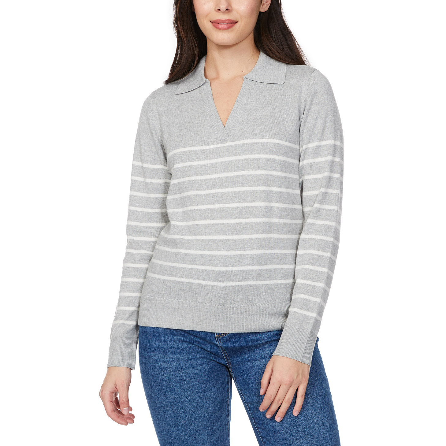 Loft Women’s Fine Knit Sweater with Johnny Collar