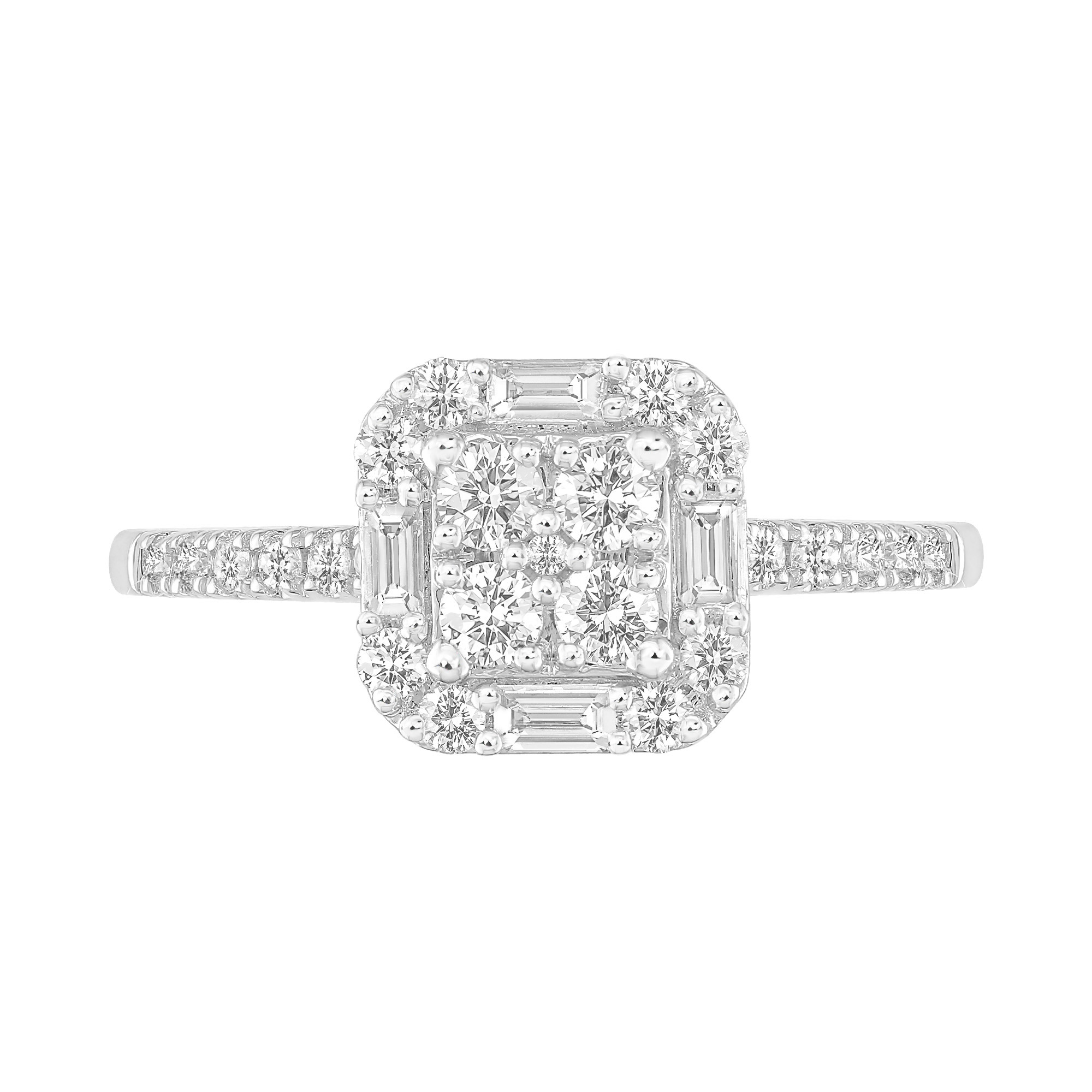 Round Brilliant and Baguette Cut Diamond Engagement Ring (0.62 ctw)