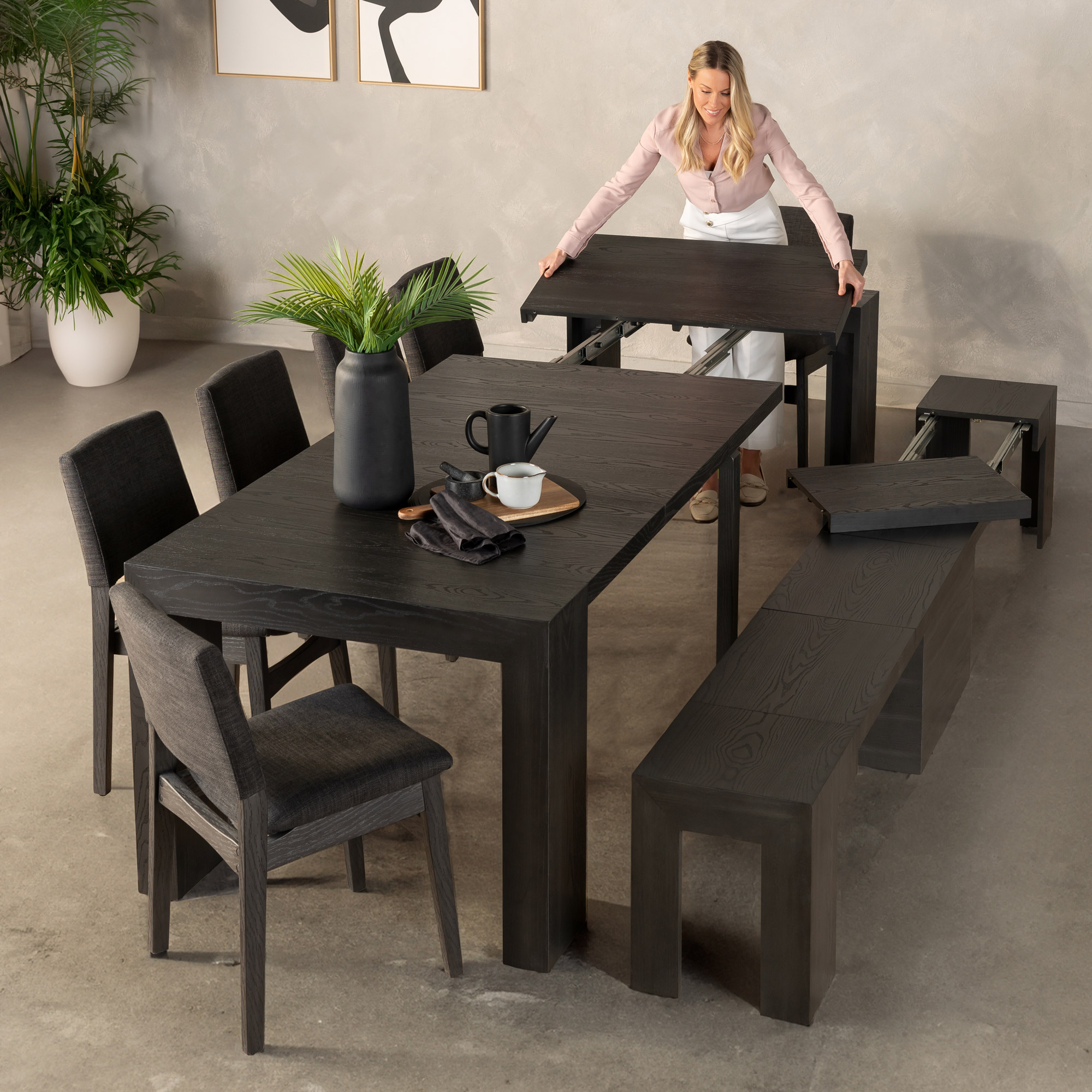 Transformer Table Extendable 8-piece Dining Set