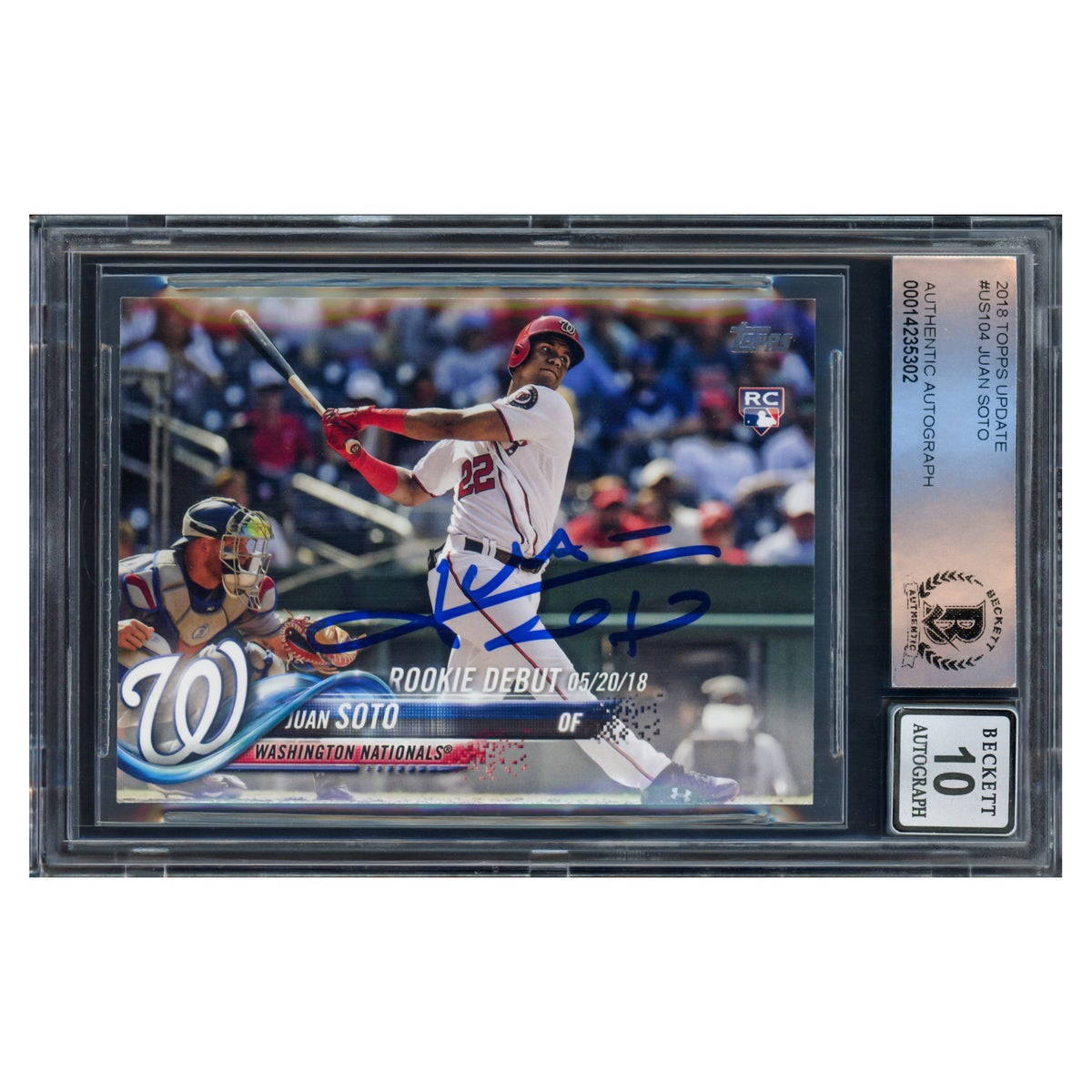 Juan Soto Autographed 2018 Topps Update Rookie Card #US104 Juan Soto Autographed 2018 Topps Update Rookie Card #US104